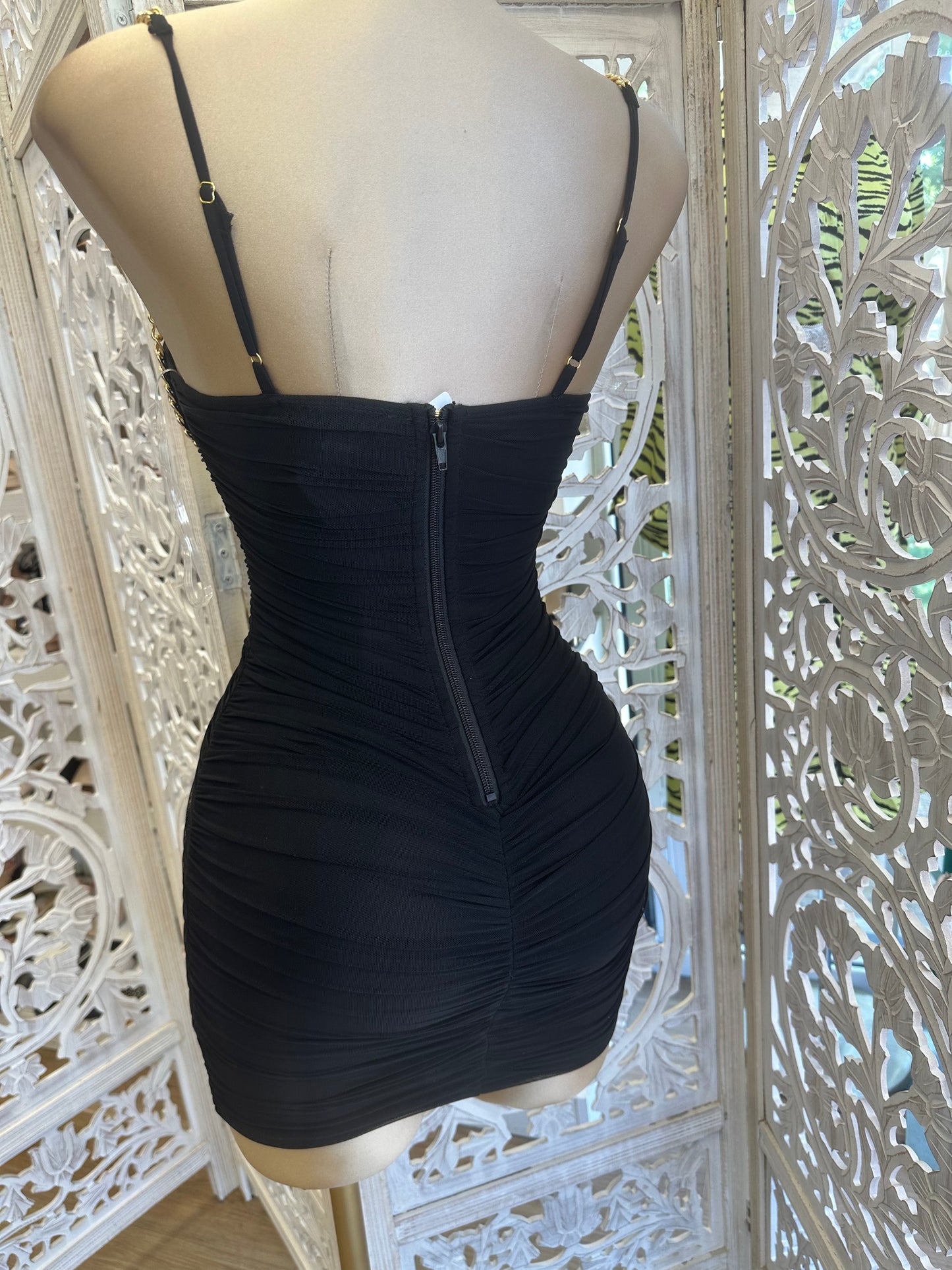 Chain Lined Black Dress