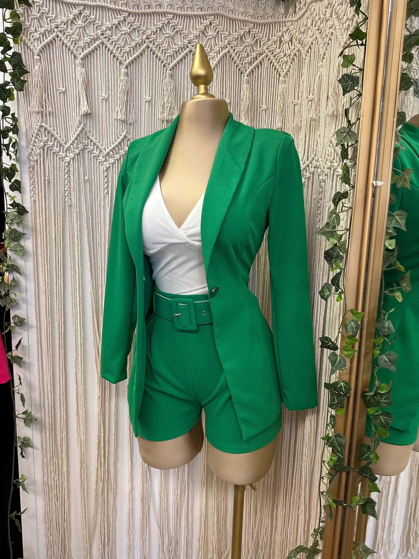 Green Blazer and Shorts set