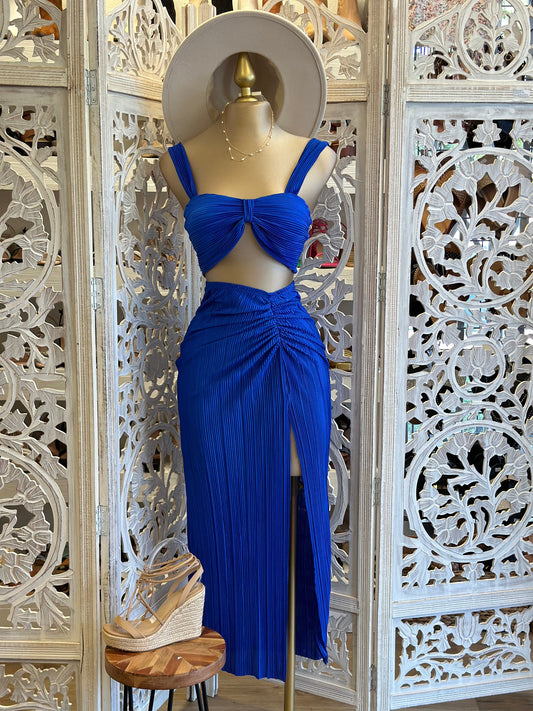 Royal Blue Pleated Set