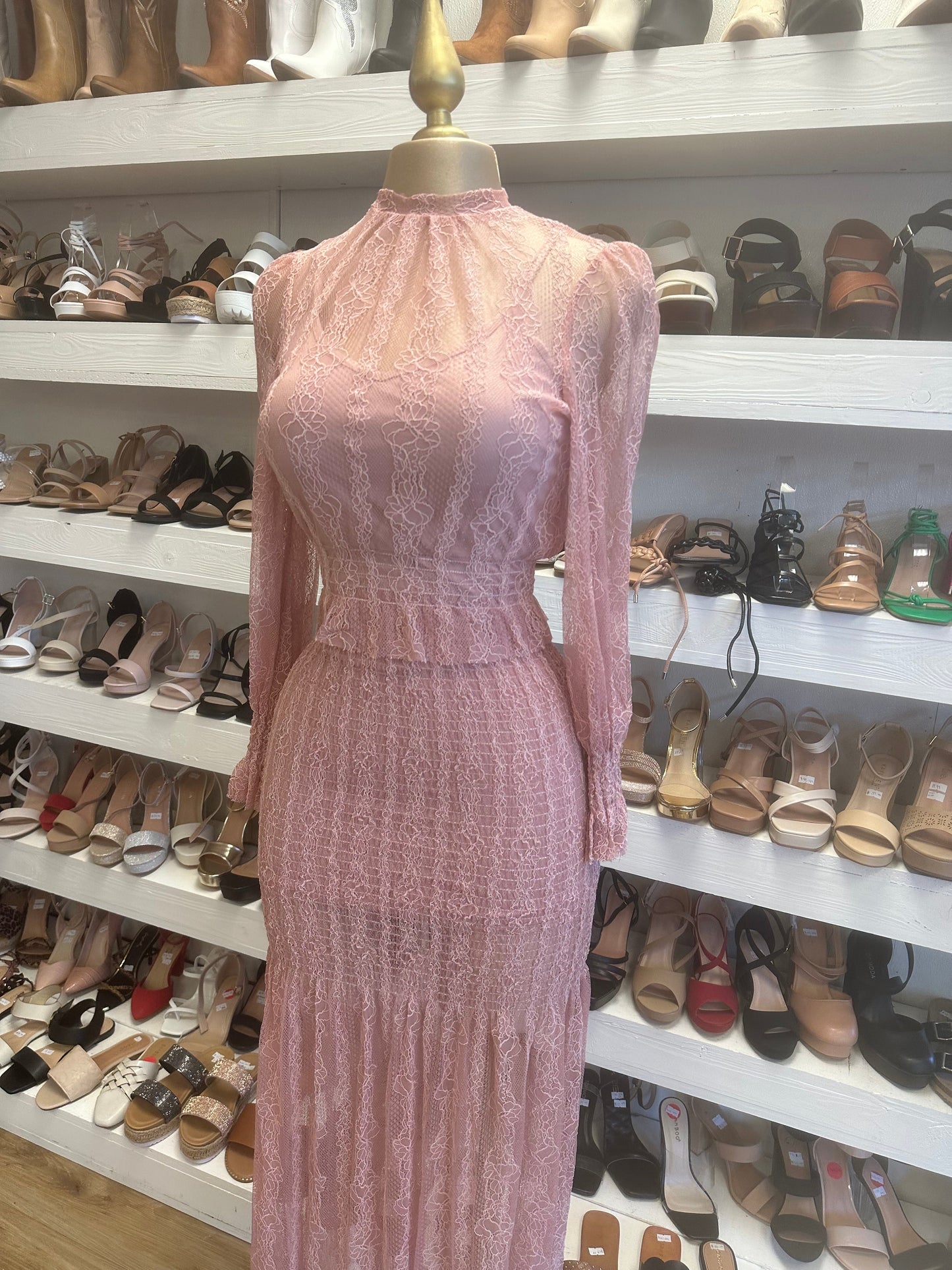 Mauve Lace Maxi Dress