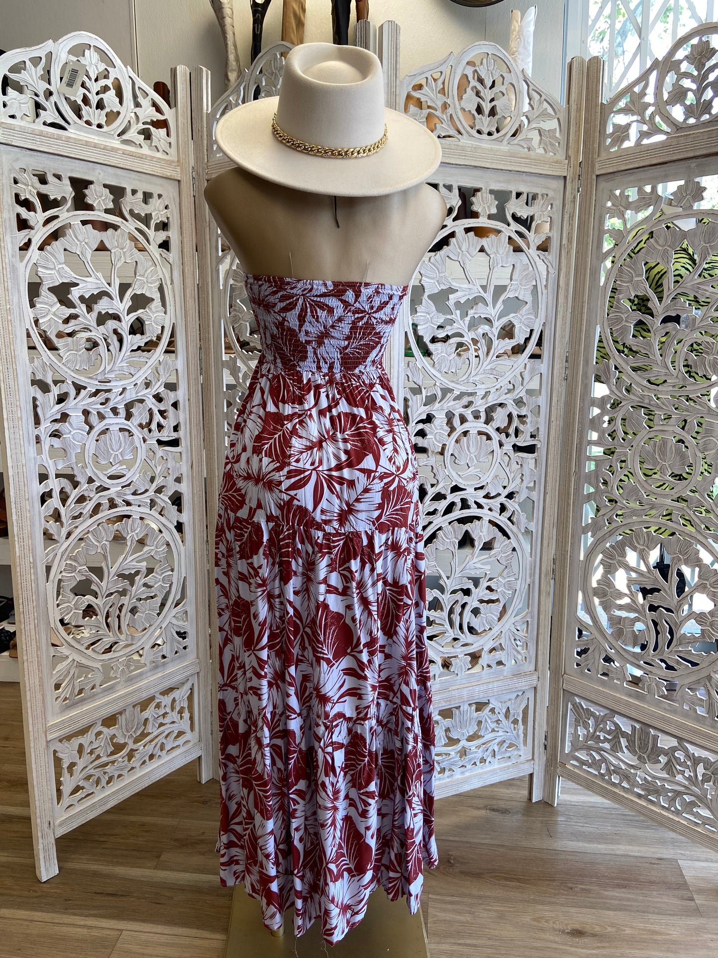 Strapless Floral Maxi Dress