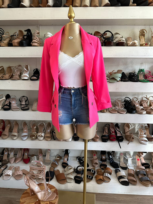 Hot Pink Button Blazer