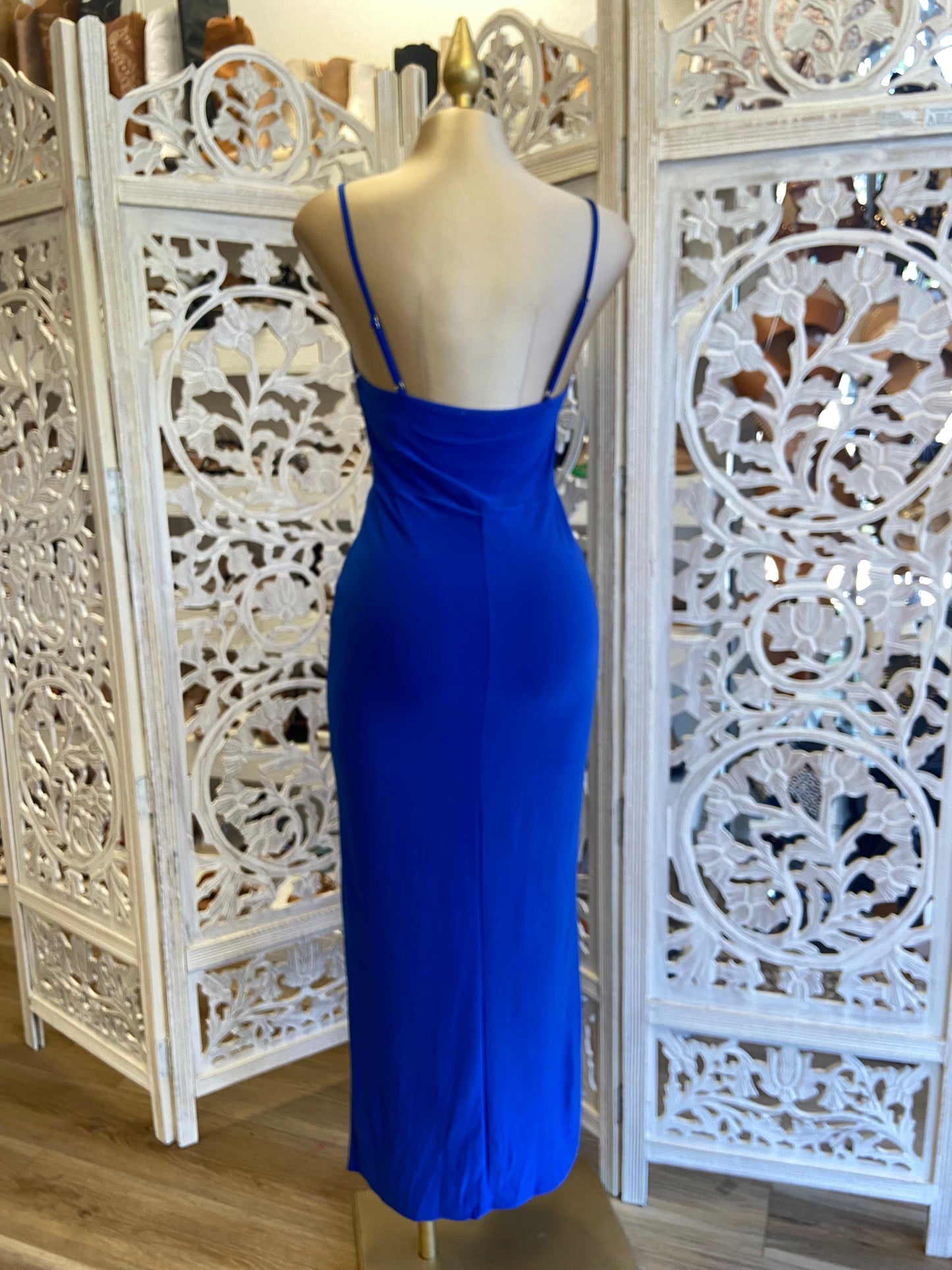 Royal Blue Tie Up Midi Dress