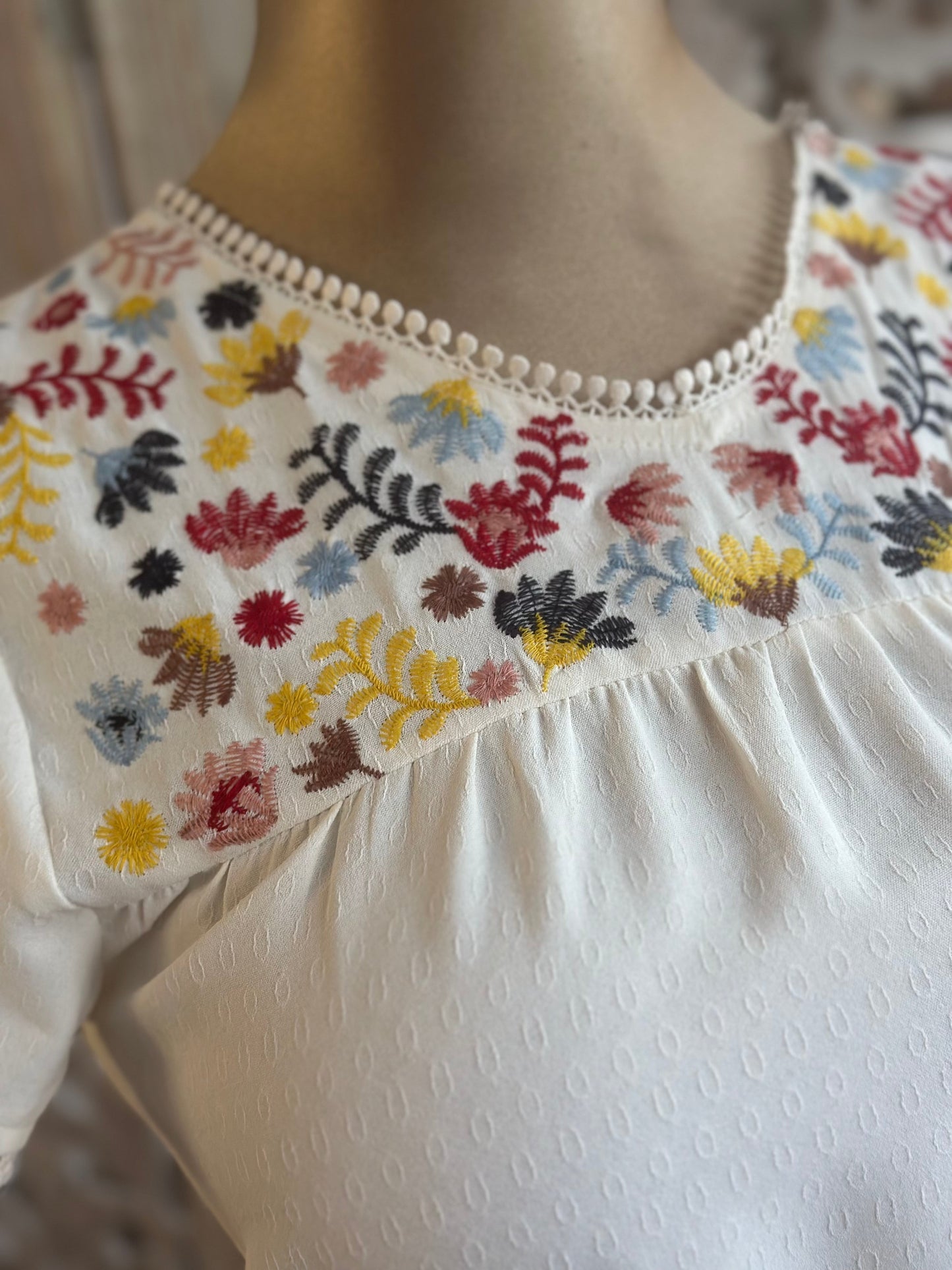 White Embroidered Top