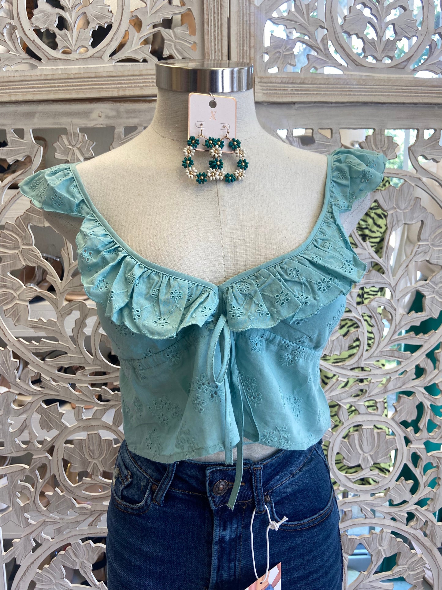 Blue Eyelet Mini Top