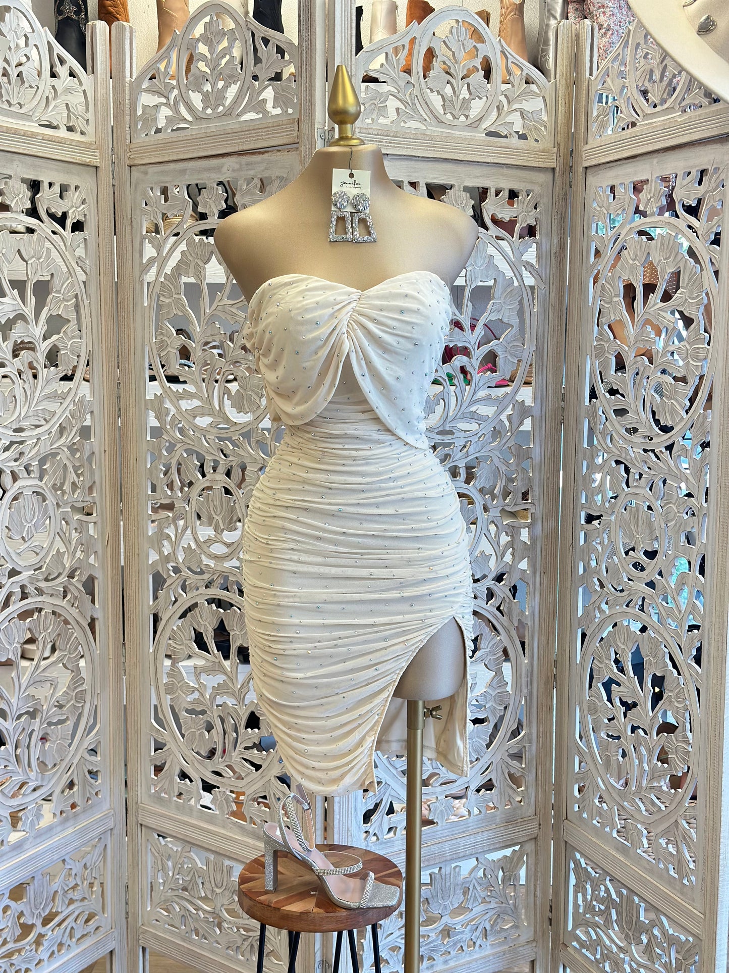 Ivory Rhinestone Detail Dress