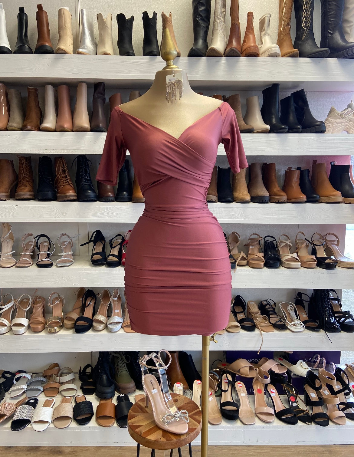 Mauve Velvet Mini Dress