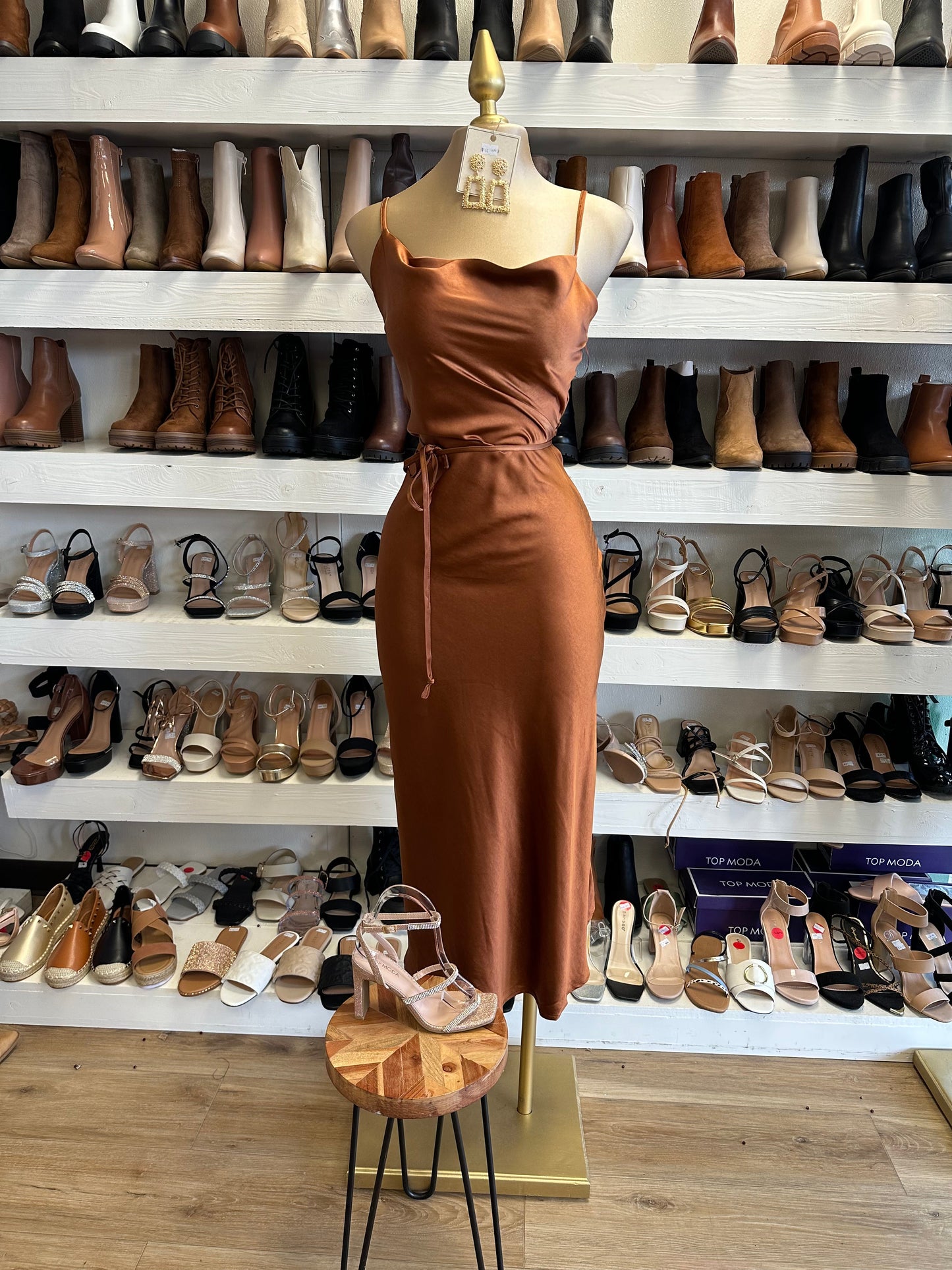 Copper Cowl Dress