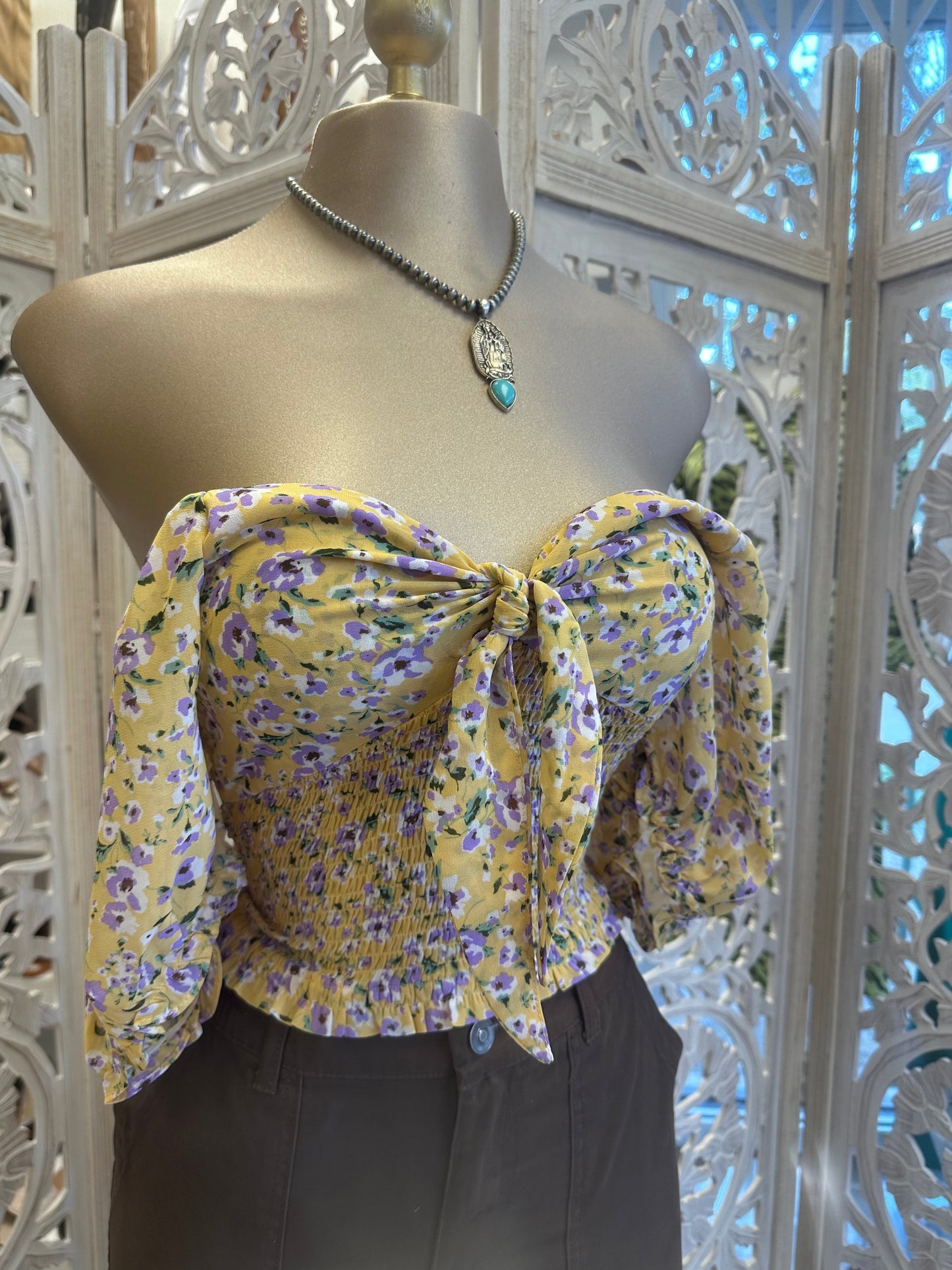 Yellow Bow Front Top