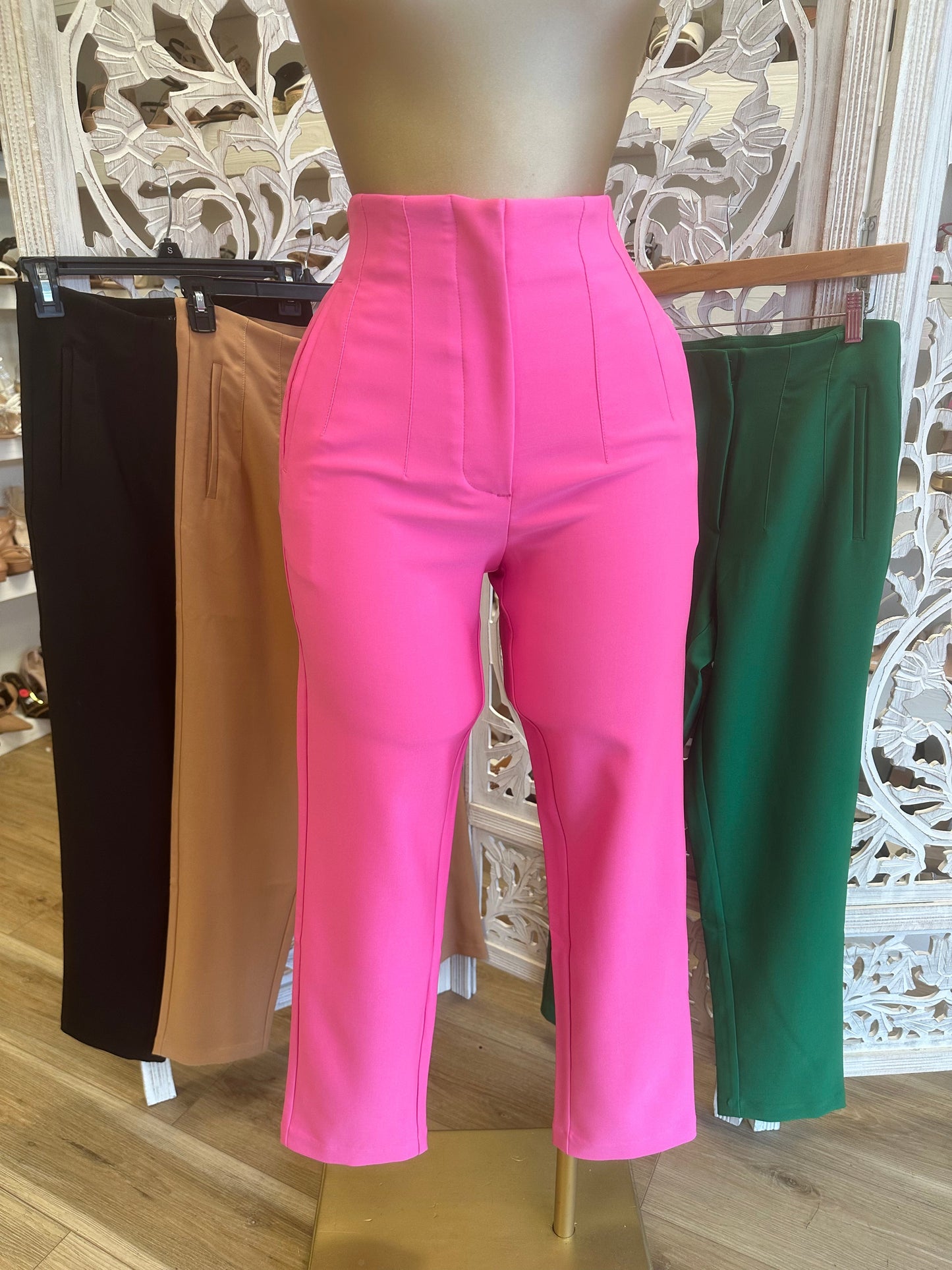 Hot Pink Pinned Straight Legged Pants