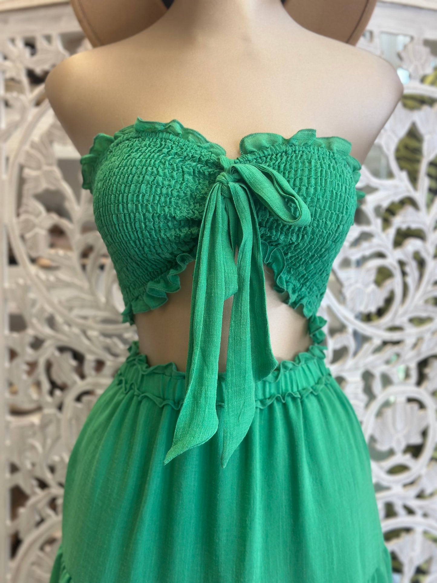 Green Maxi Skirt and Crop Set