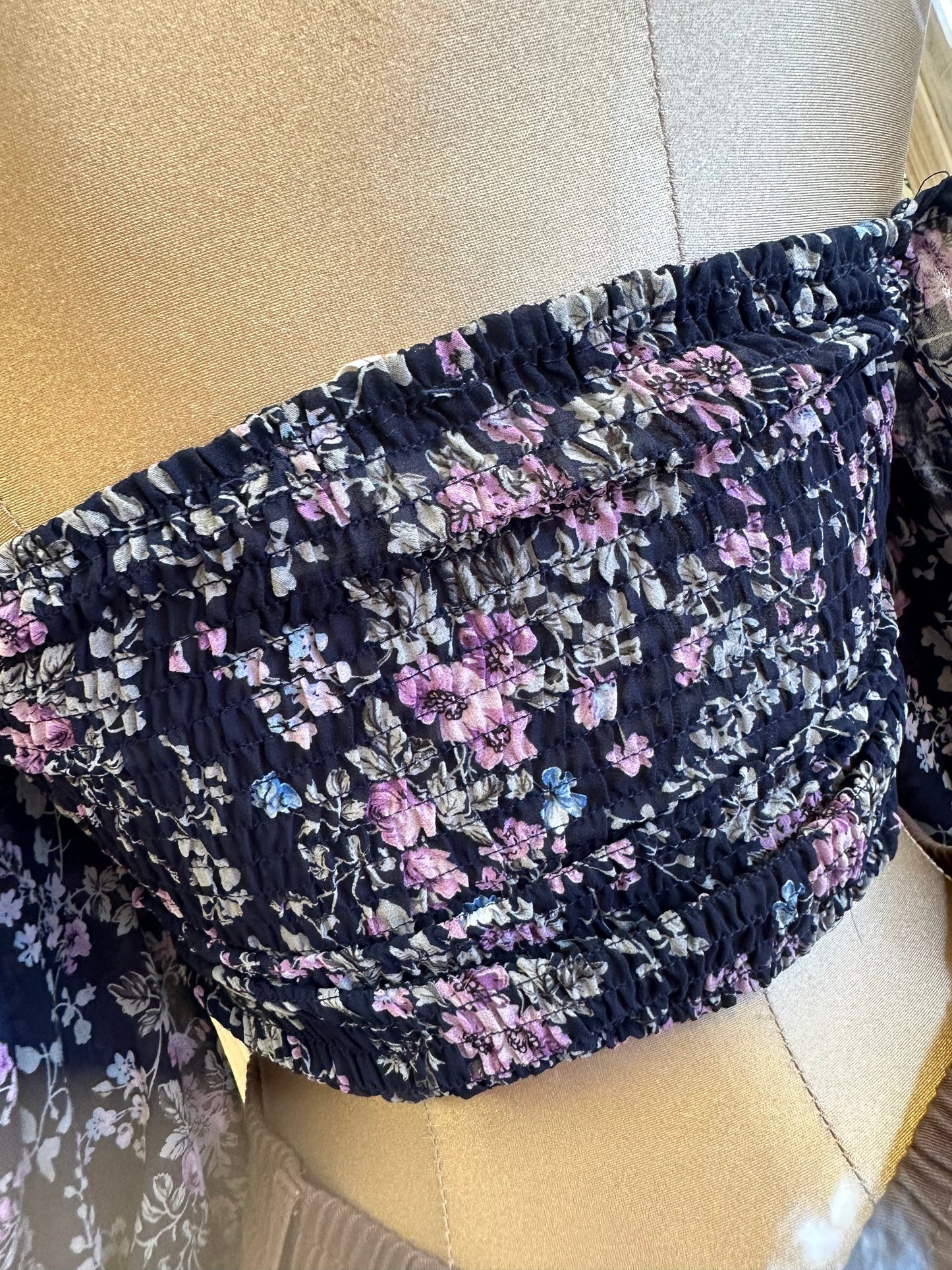 Purple Floral Tie Up Crop