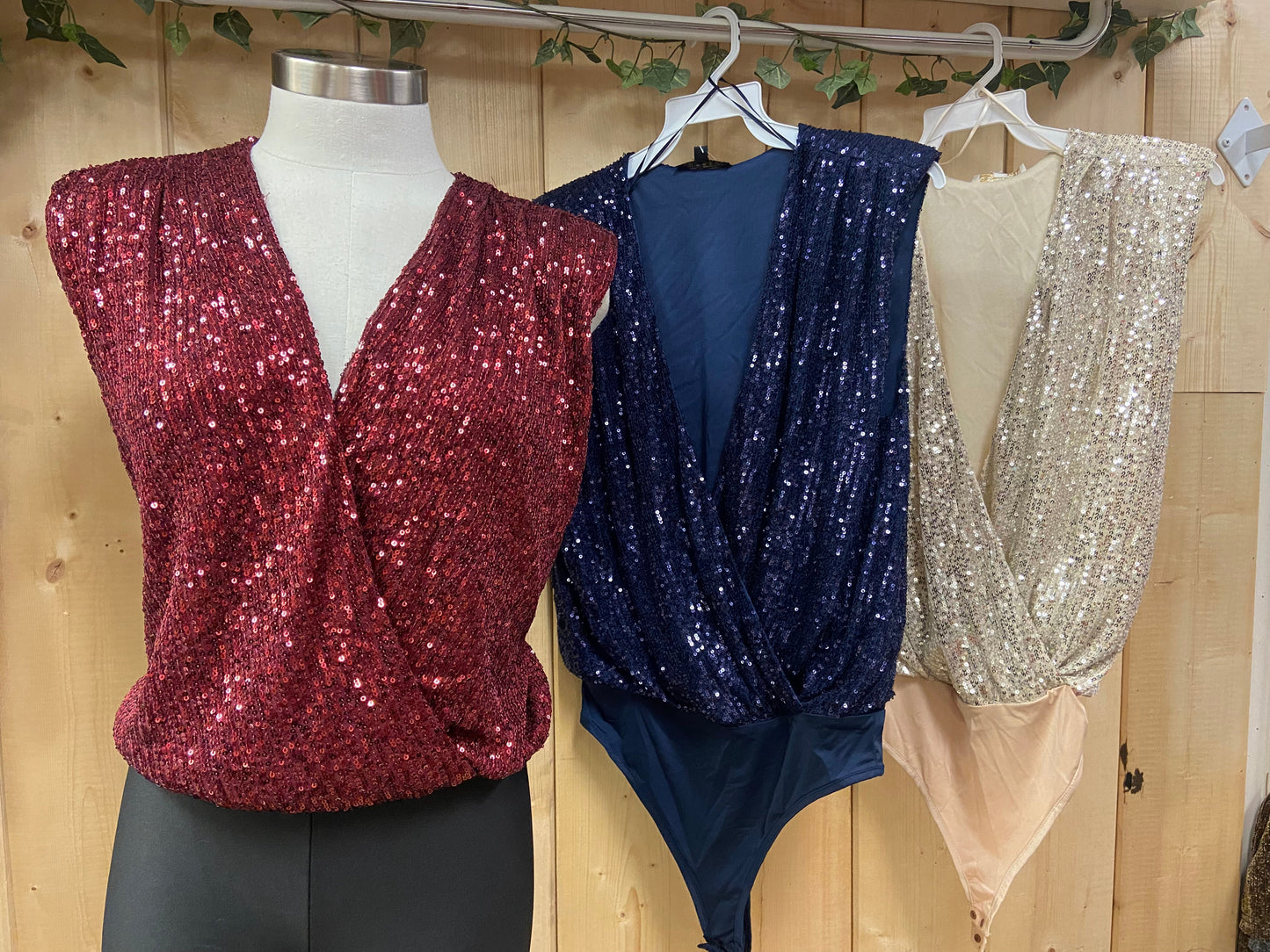 Sequin V neck Bodysuit