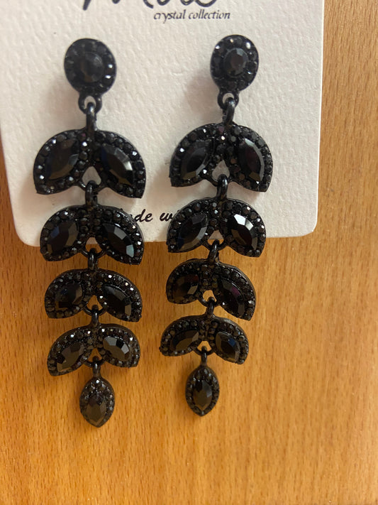 Black Metal Rhinestone Earrings