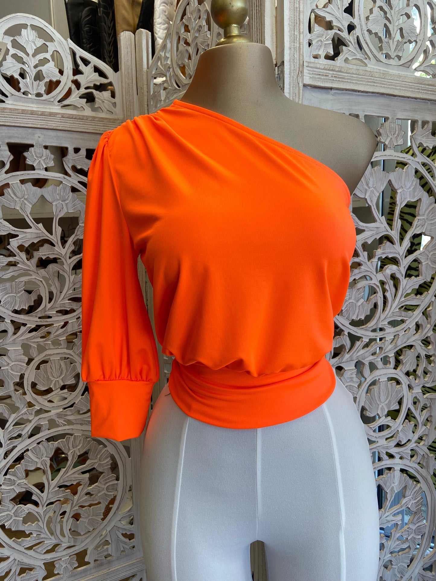 Burnt Orange One Sleeve Top