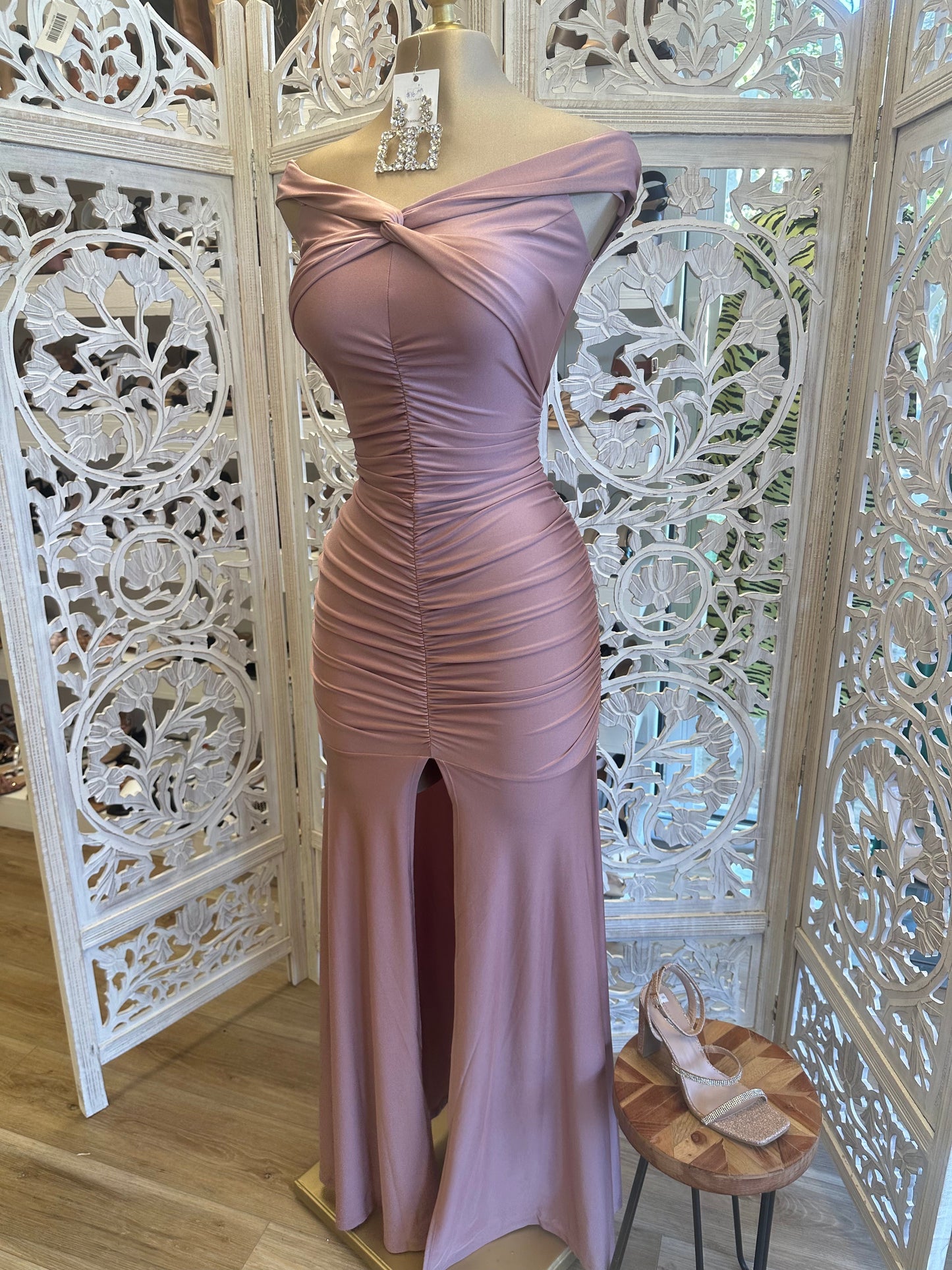 Rose Gold Cross Knot Formal Dress