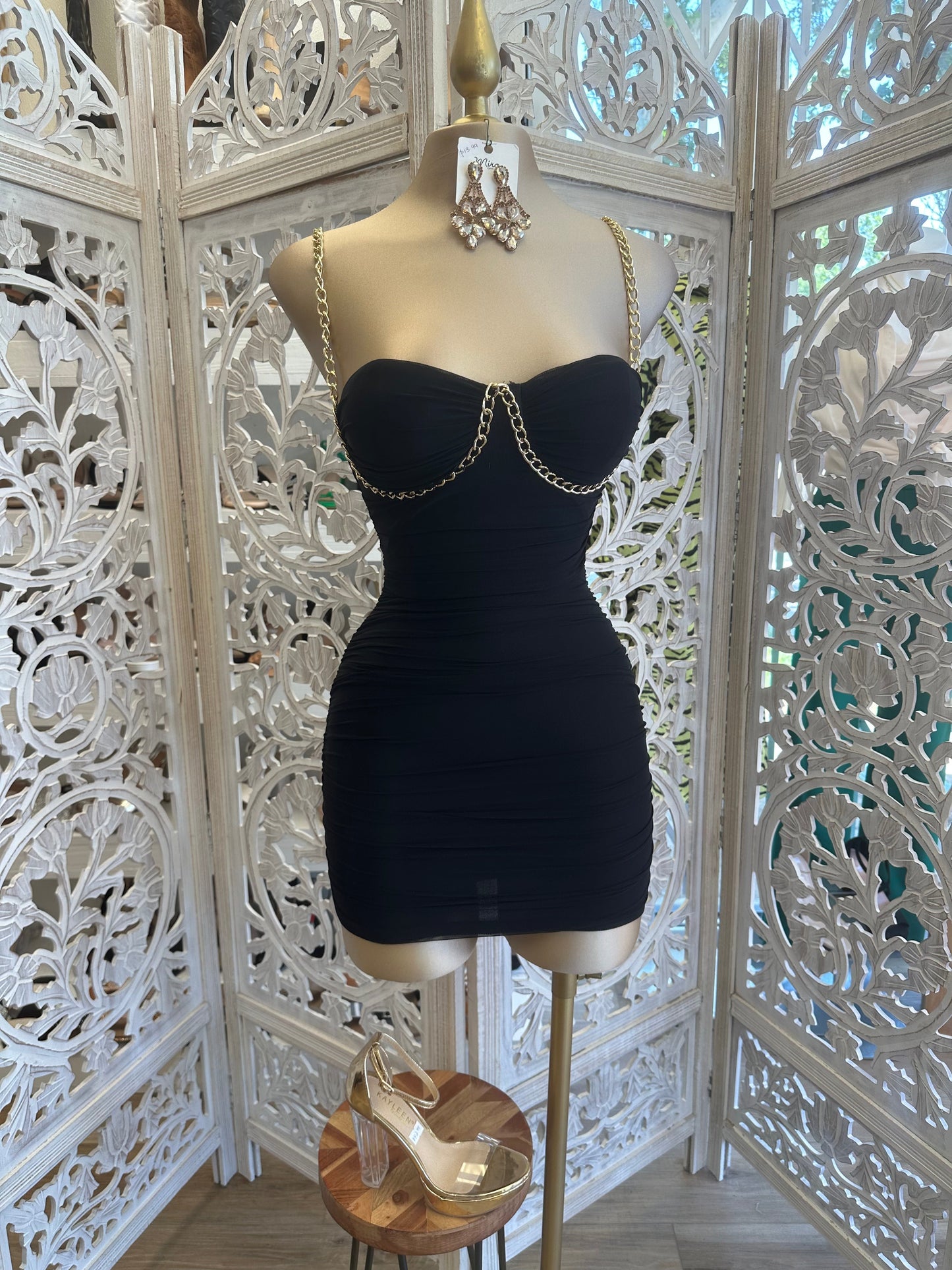 Chain Lined Black Dress