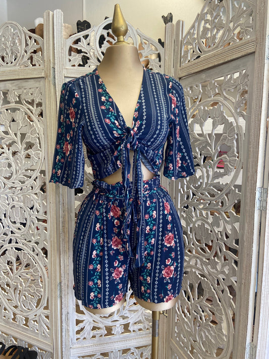 Blue Printed Romper