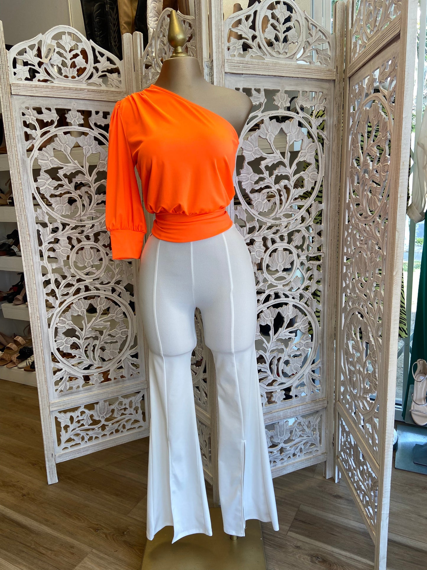 Burnt Orange One Sleeve Top