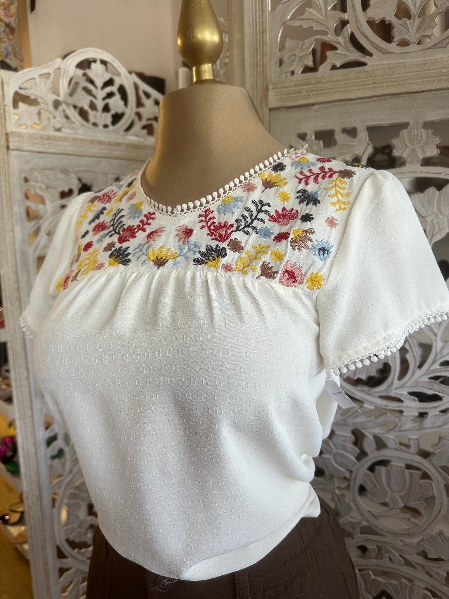 White Embroidered Top