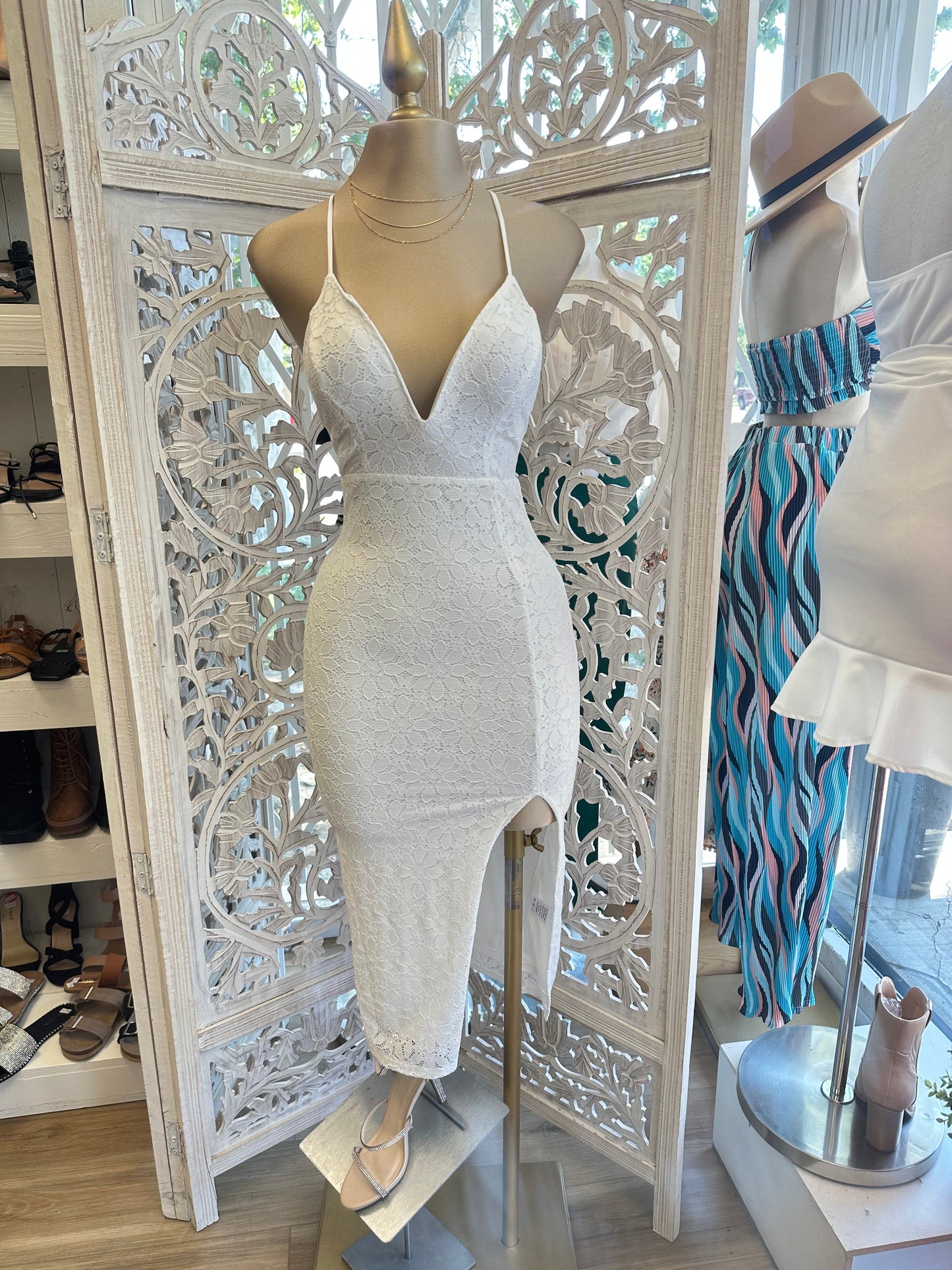 Lace White Crossback Dress