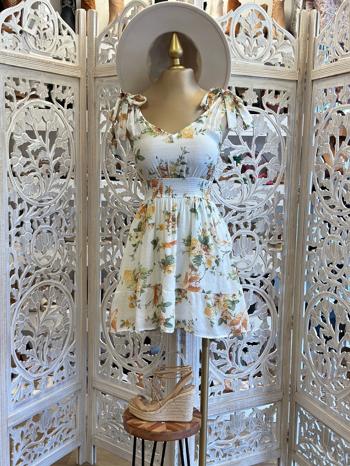 Bow Strap Floral Dress