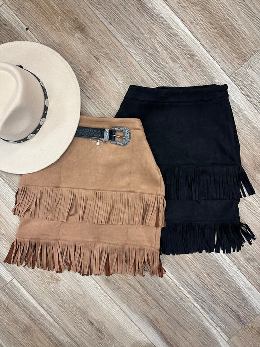 Fringe Suede Skirt