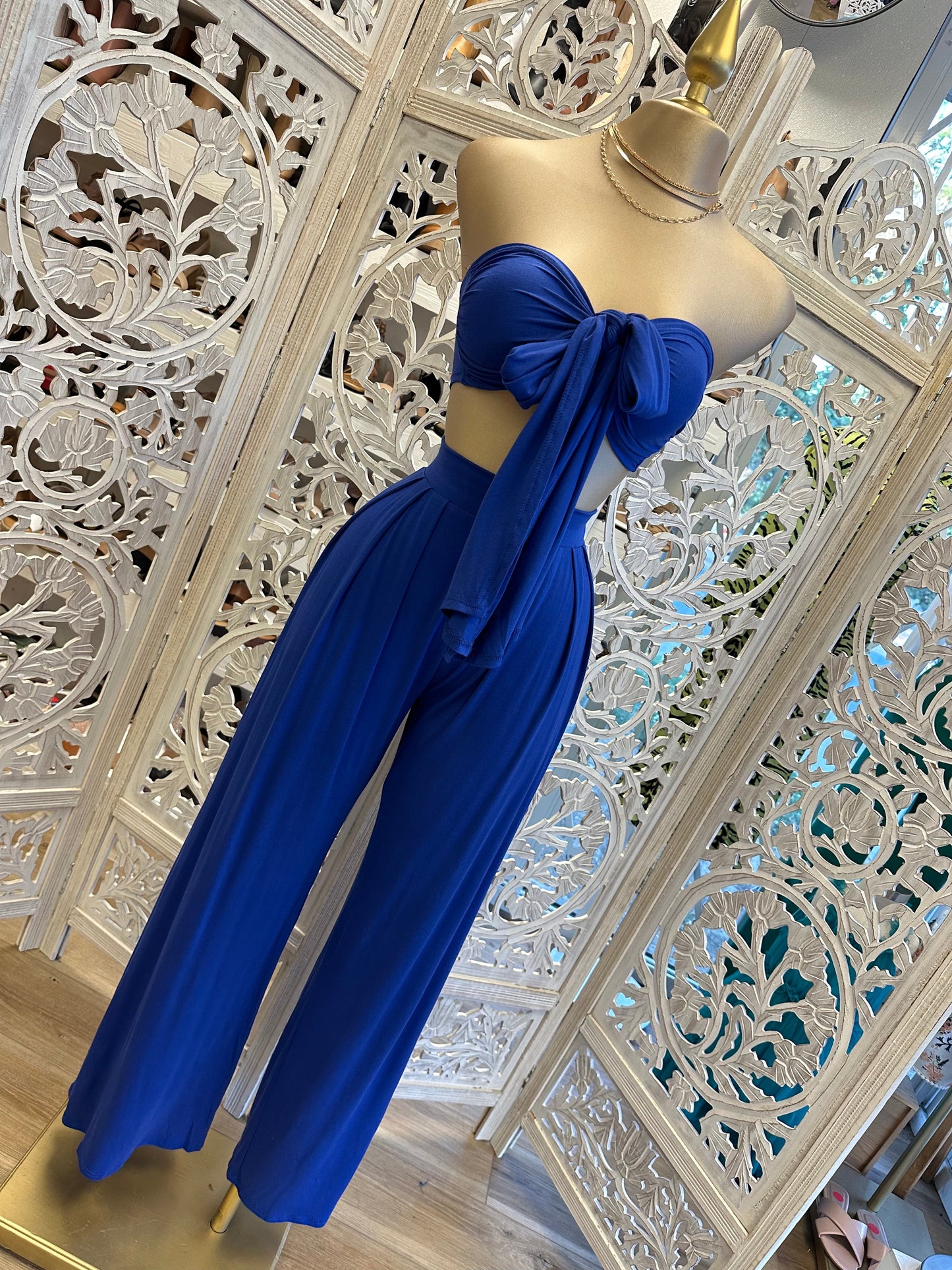 Royal Blue Tie Front Set