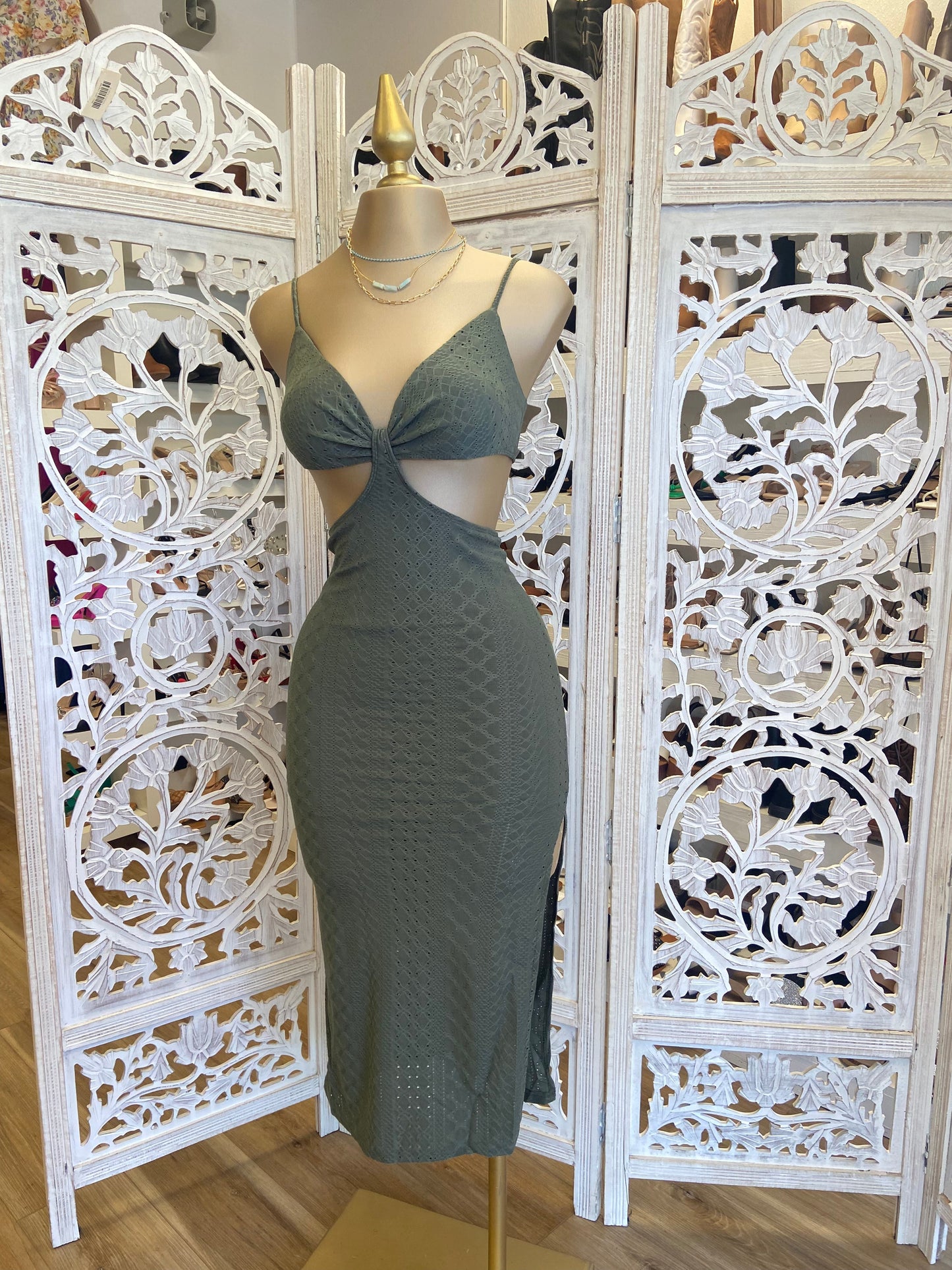 Olive Cutout Dress