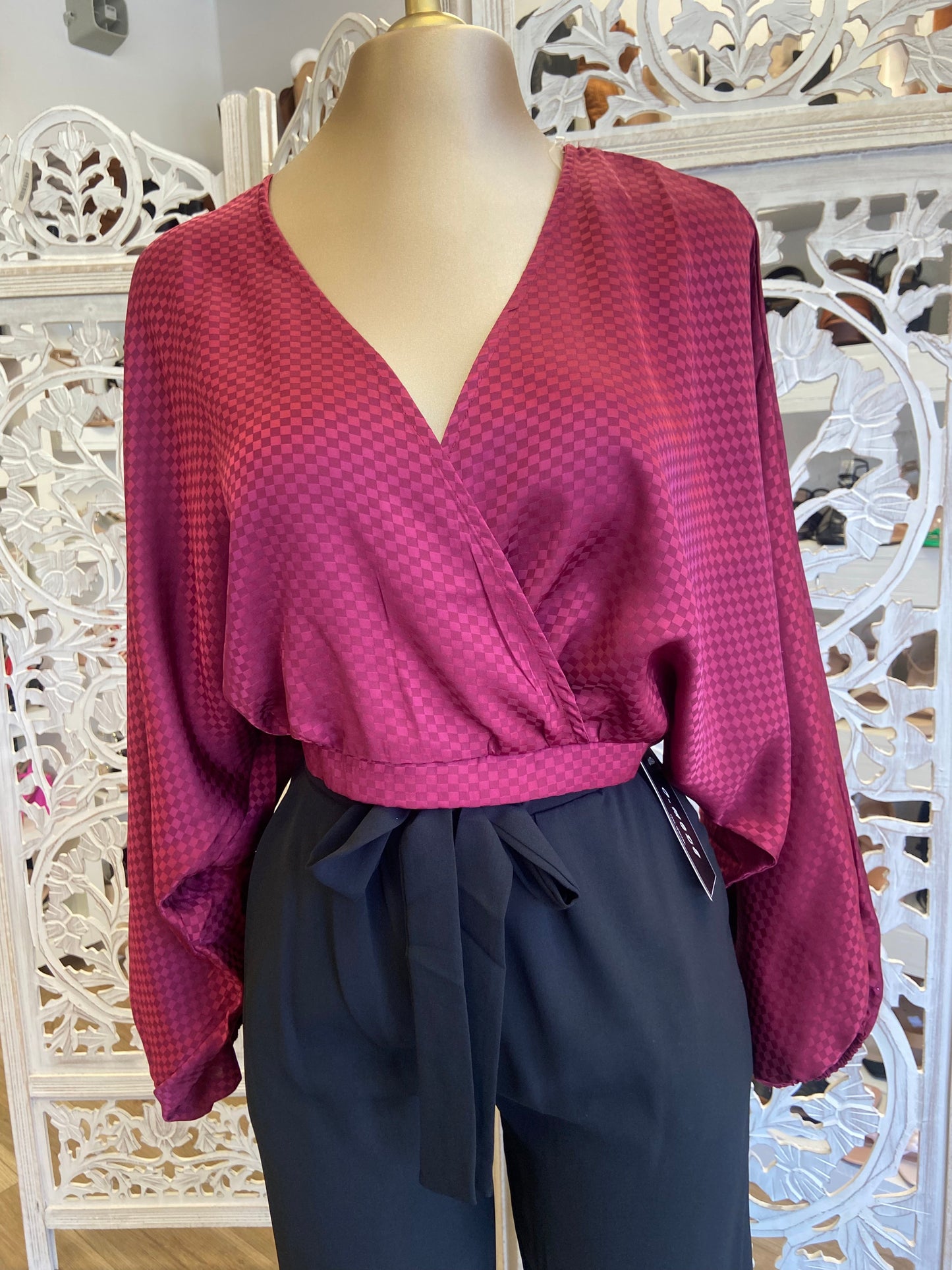 Fuchsia Checkered Blouse