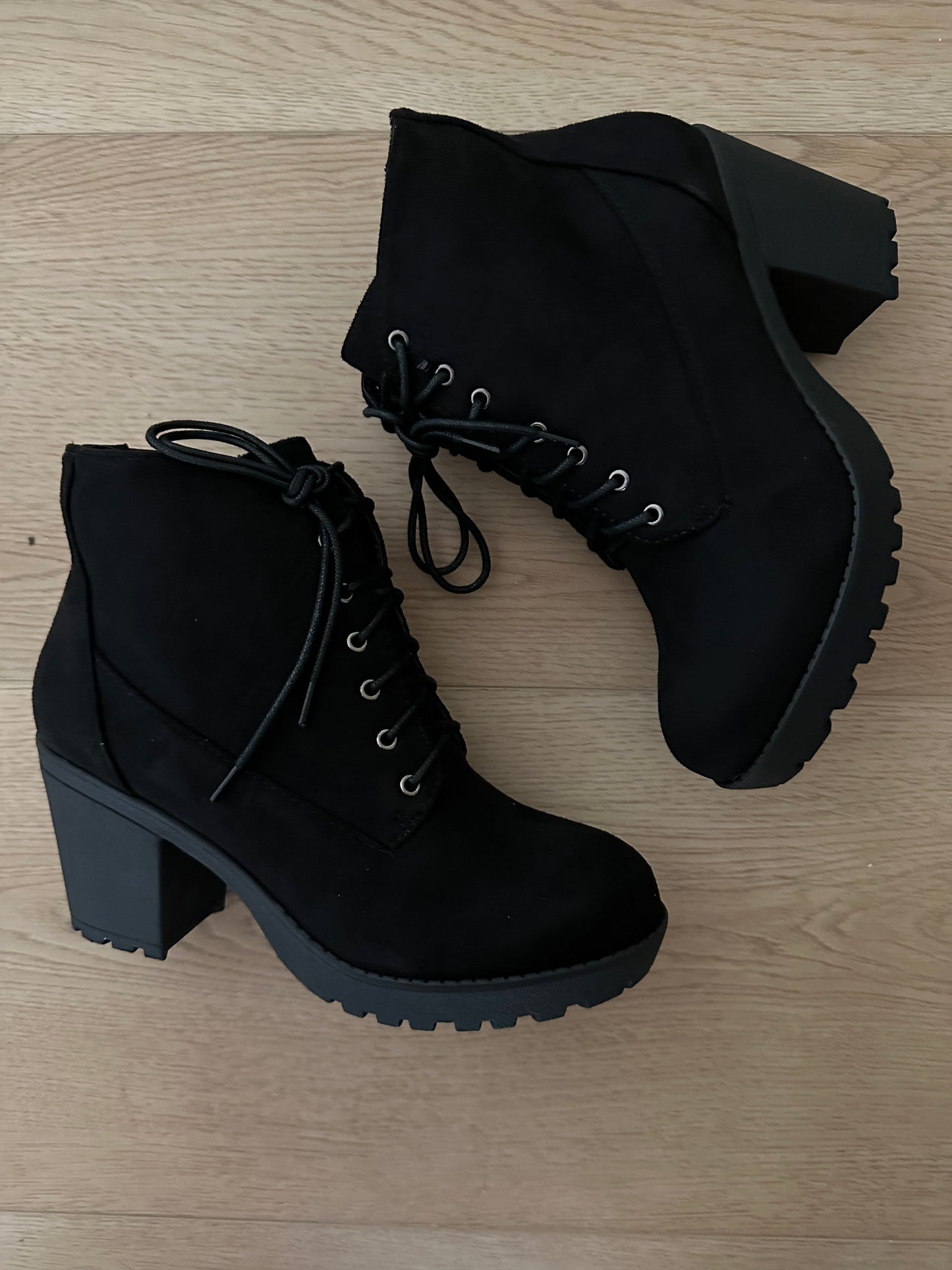 Black Suede Heeled Booties