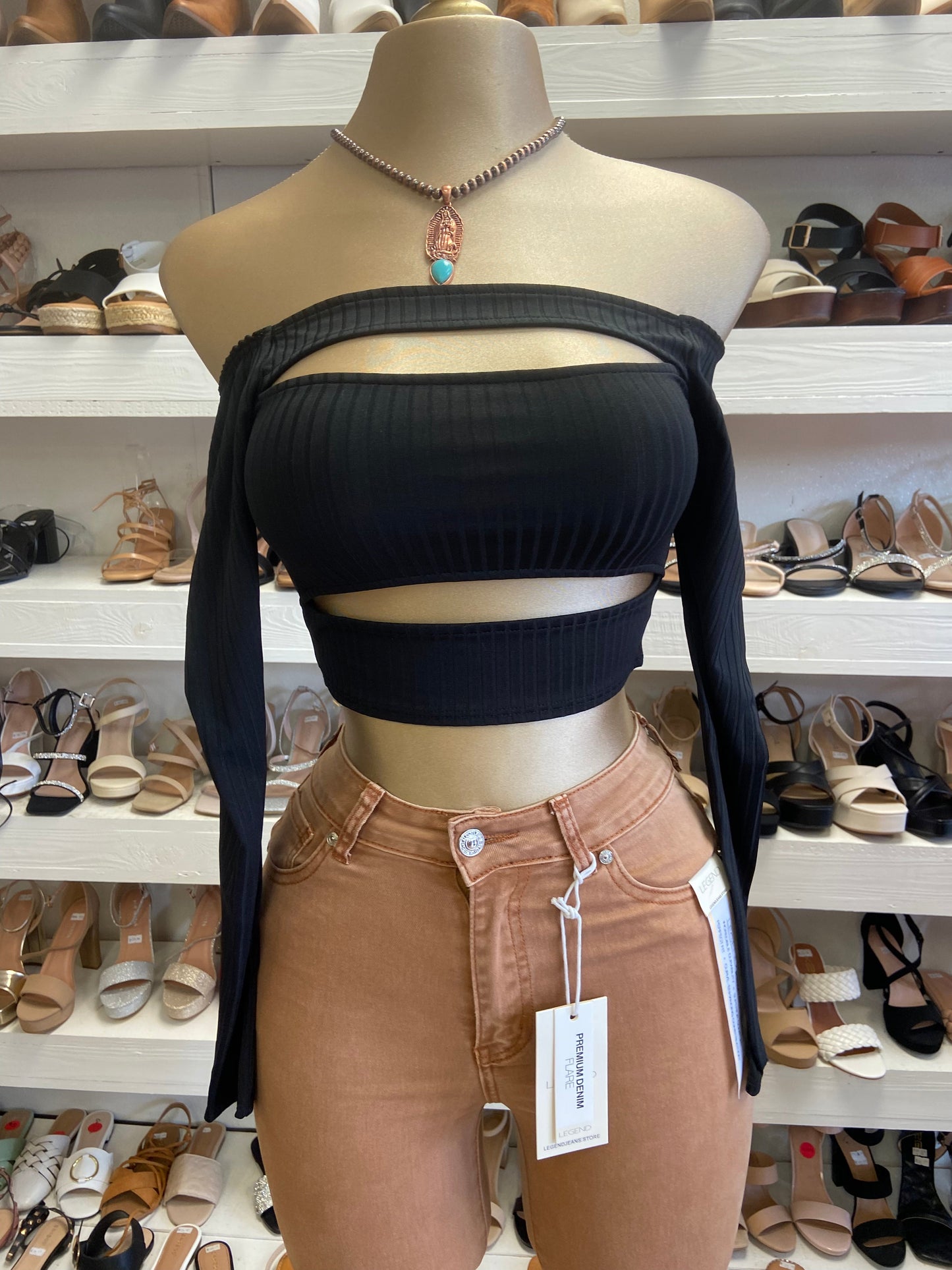 Square Neck Cutout Crop