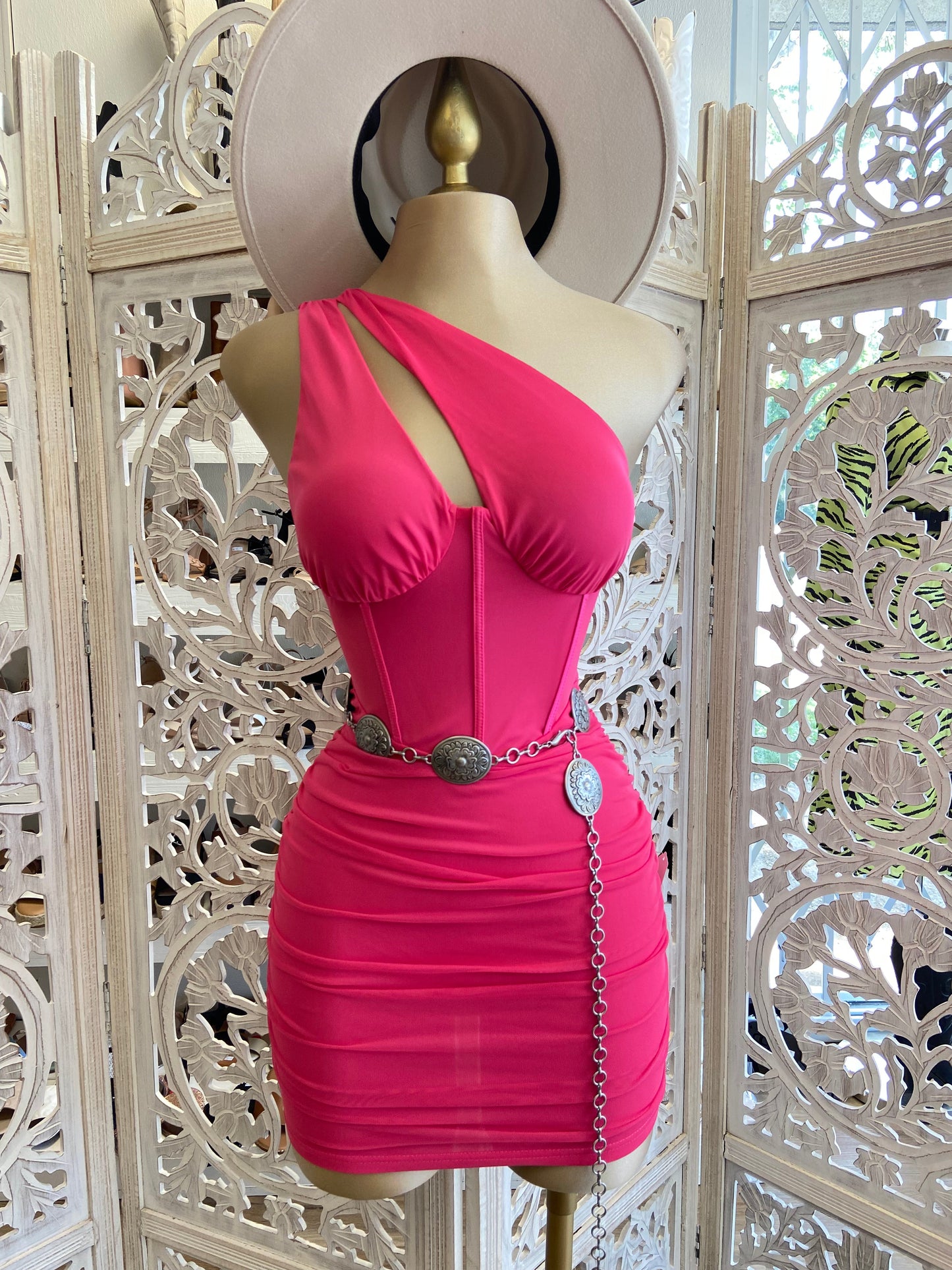 Hot Pink Cutout Mini Dress