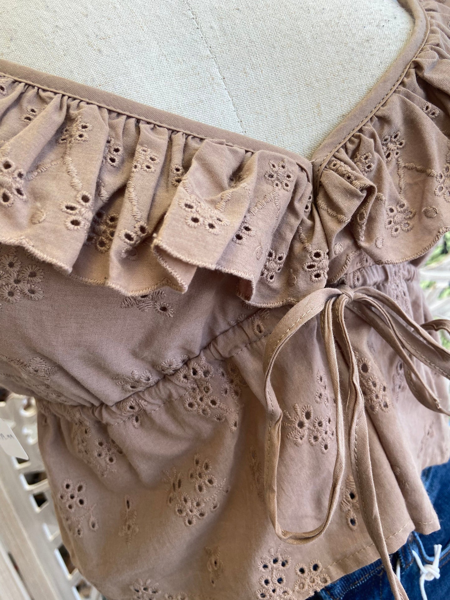 Brown Eyelet Mini Top