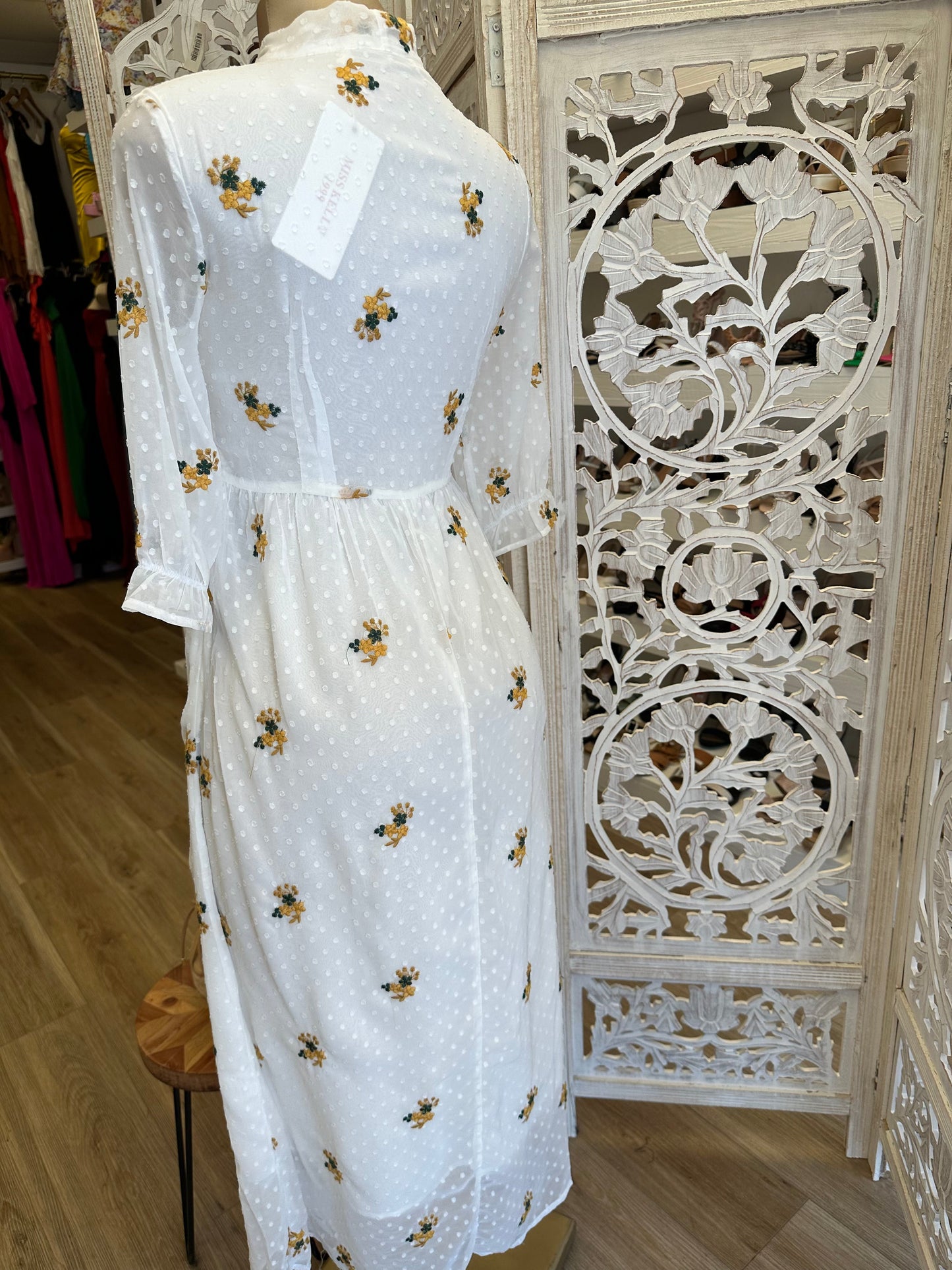 White Collar Embroidered Maxi Dress