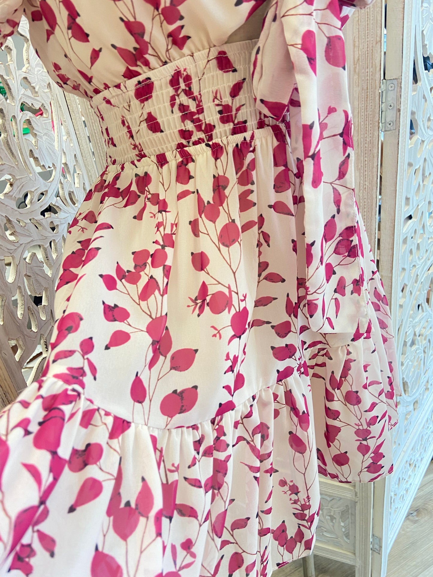 Tie Front Petal Print Dress