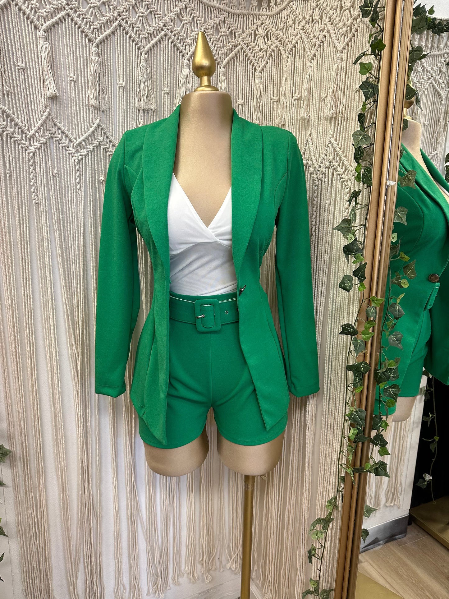 Green Blazer and Shorts set