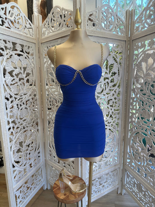 Chain Lined Royal Blue Dress