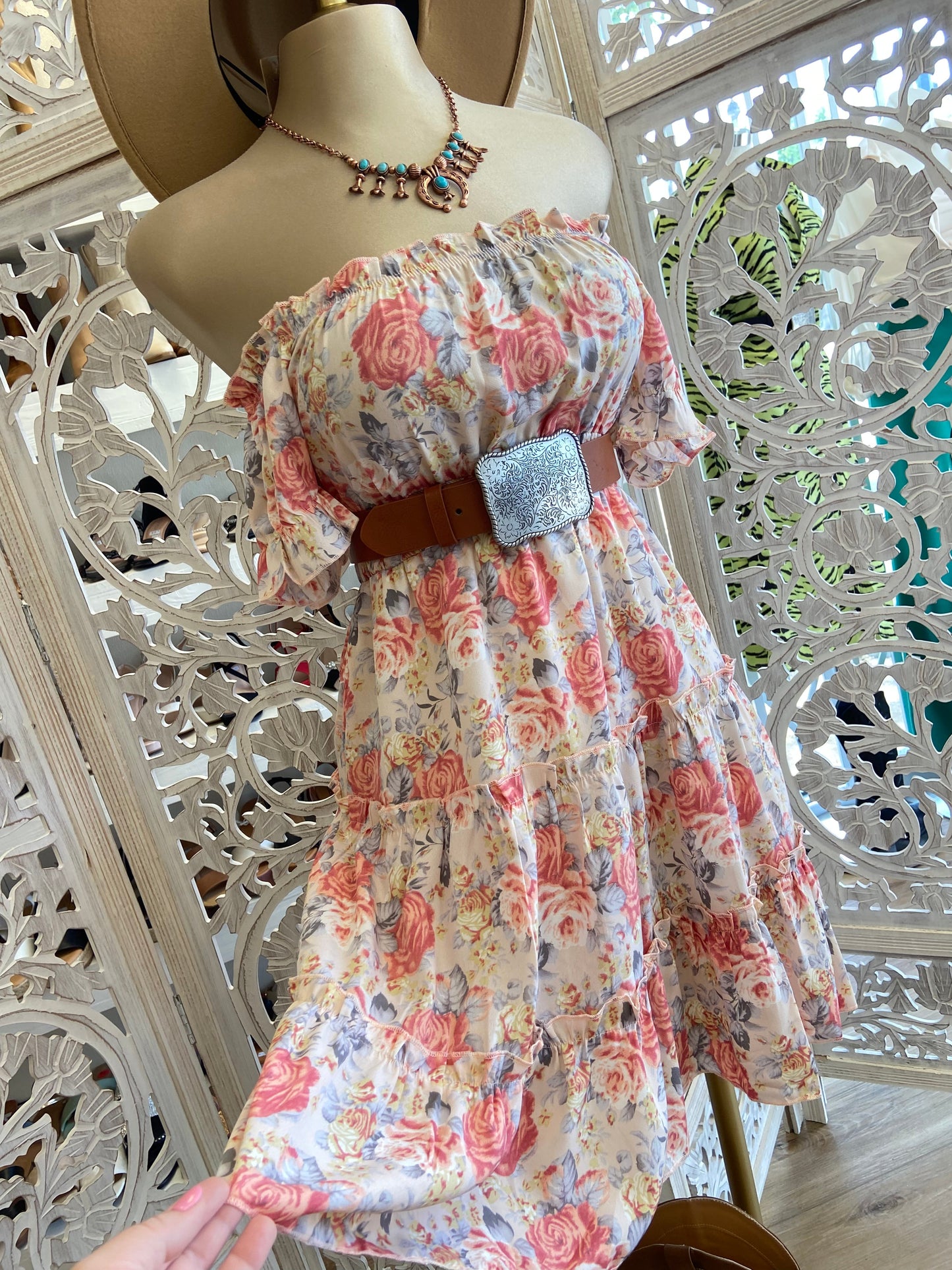 Floral Pff Shoulder Dress