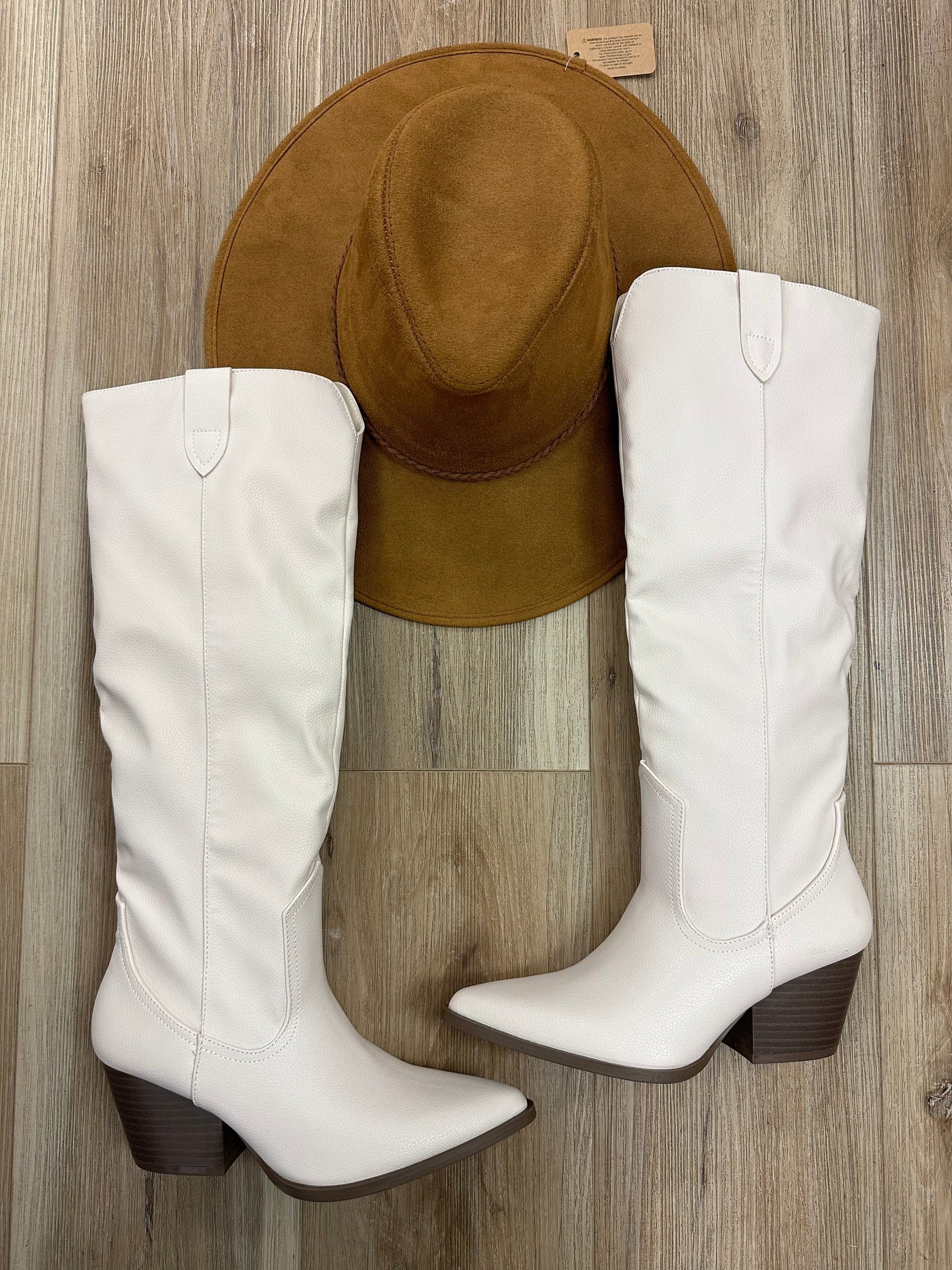 Beige Plain Western Boots