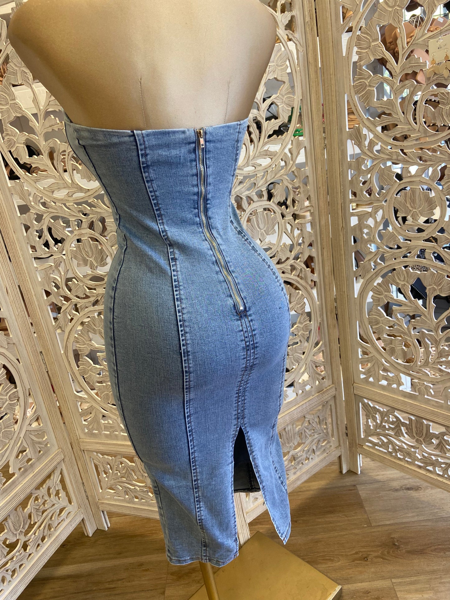 Strapless Denim Bodycon Dress