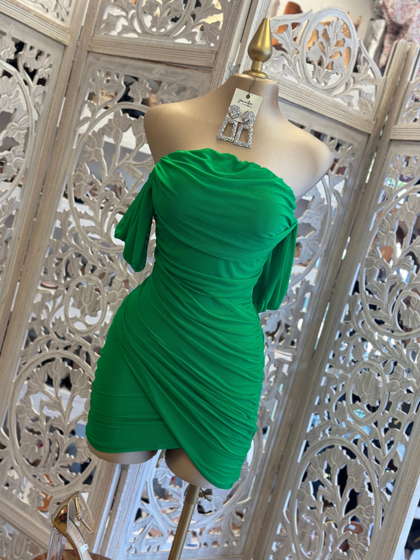 Green Draped Mini Dress