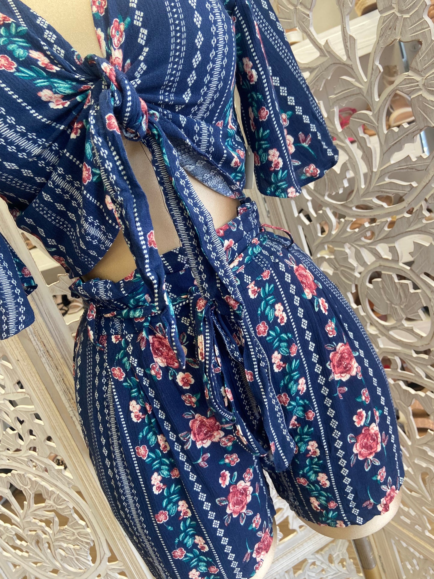 Blue Printed Romper