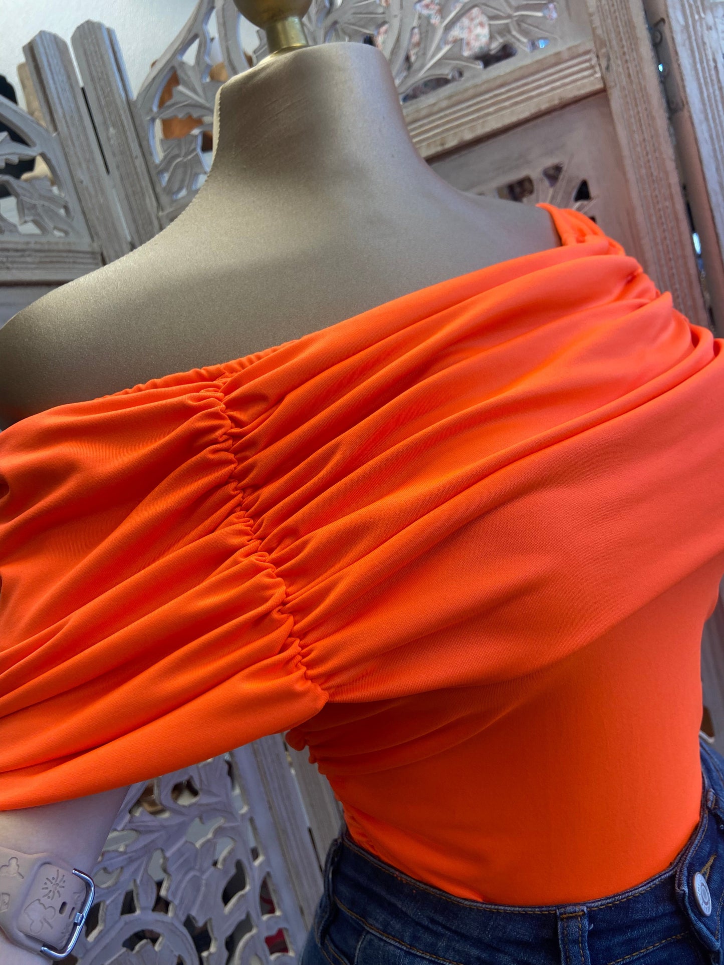 Orange Off Shoulder Top