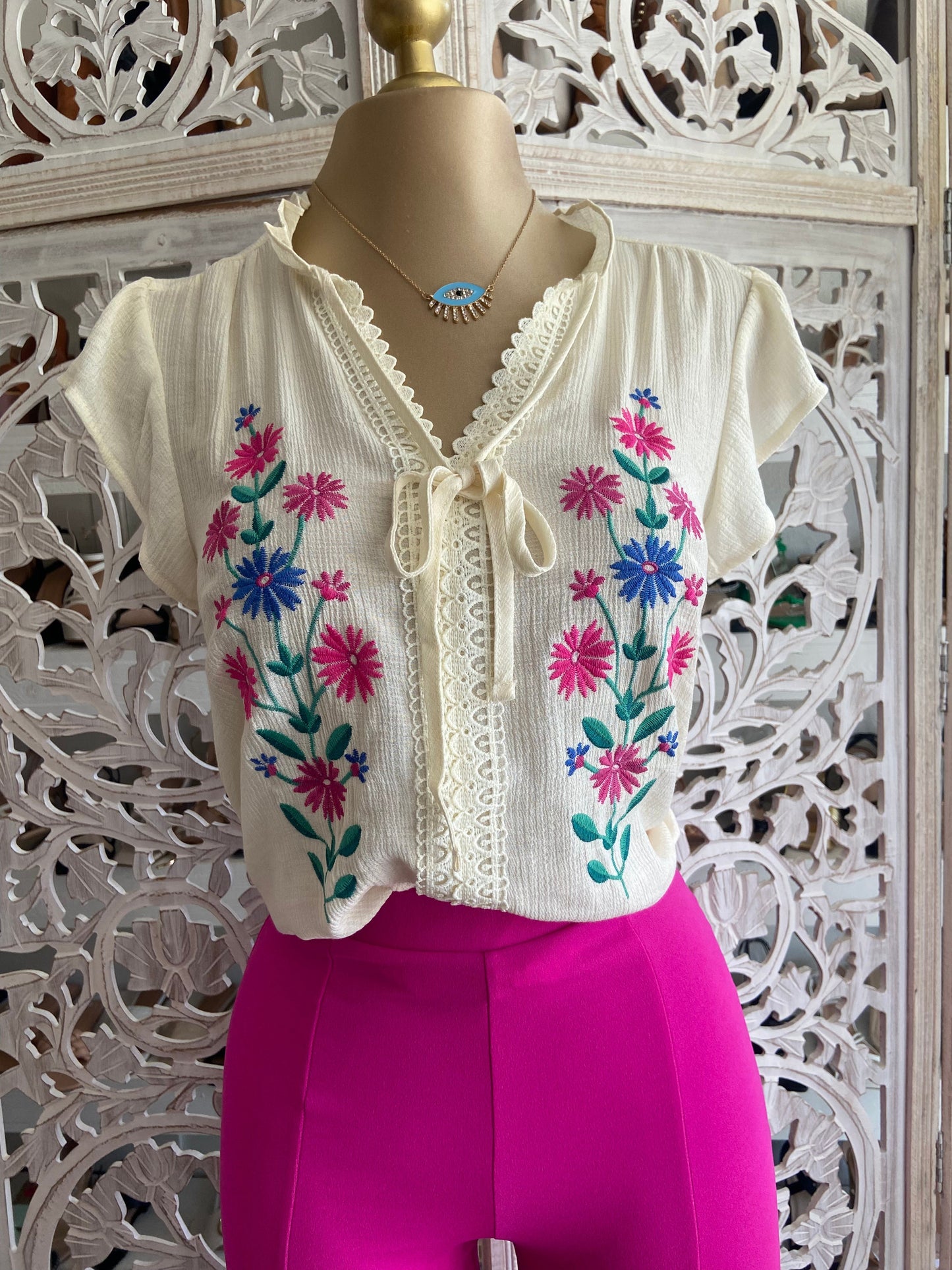 Floral Embroidered Lace Top