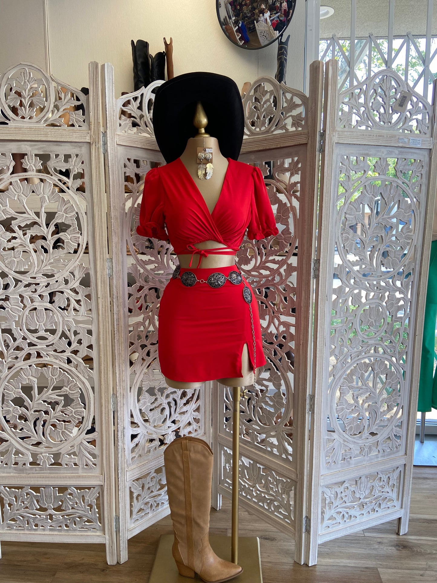 Red Top and Mini Skirt Set