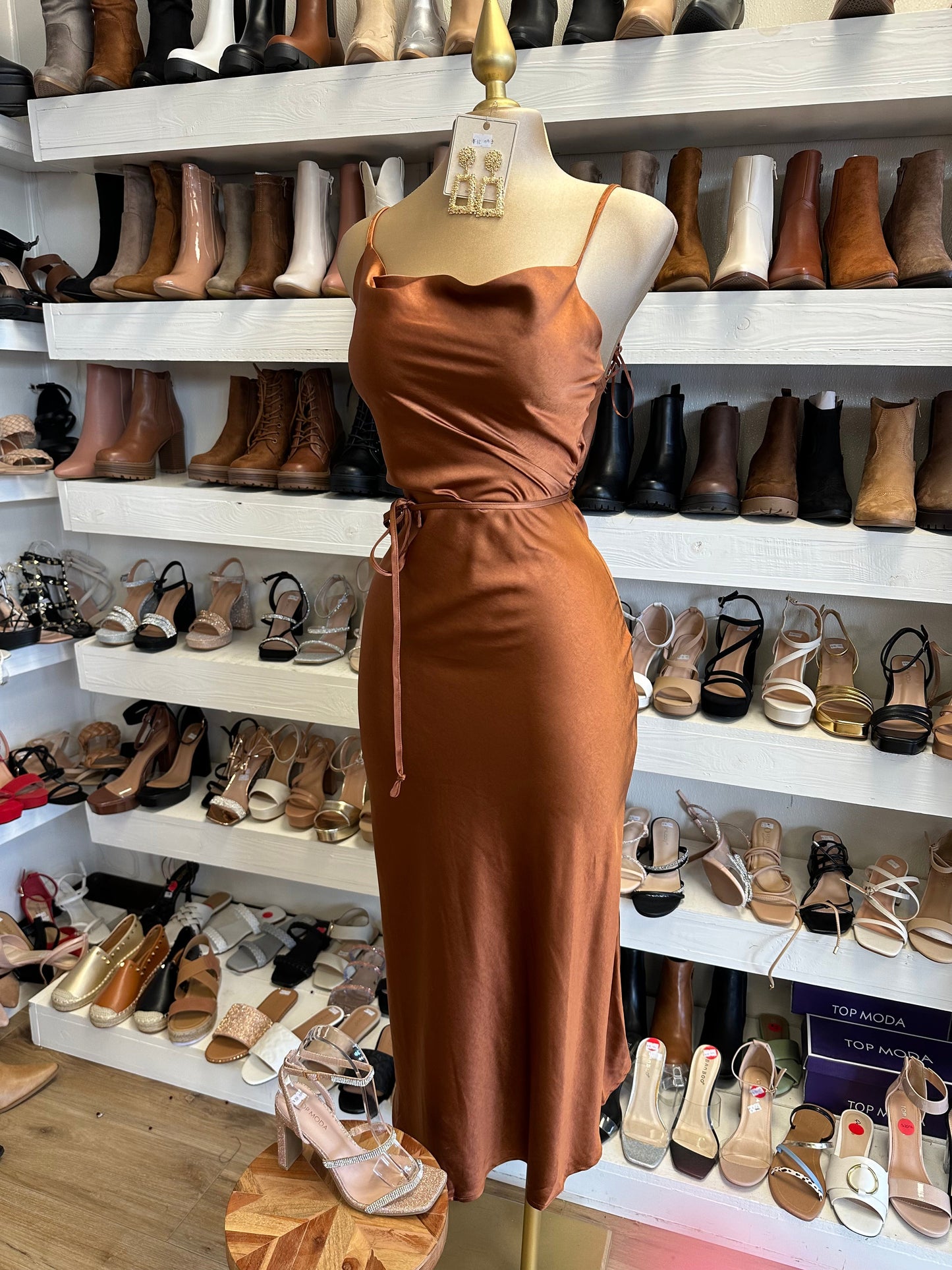 Copper Cowl Dress