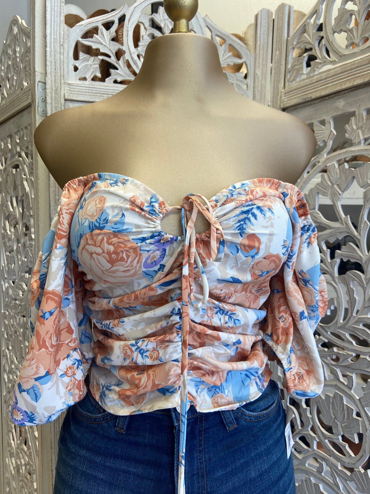 Blush Scoop Back Floral Blouse