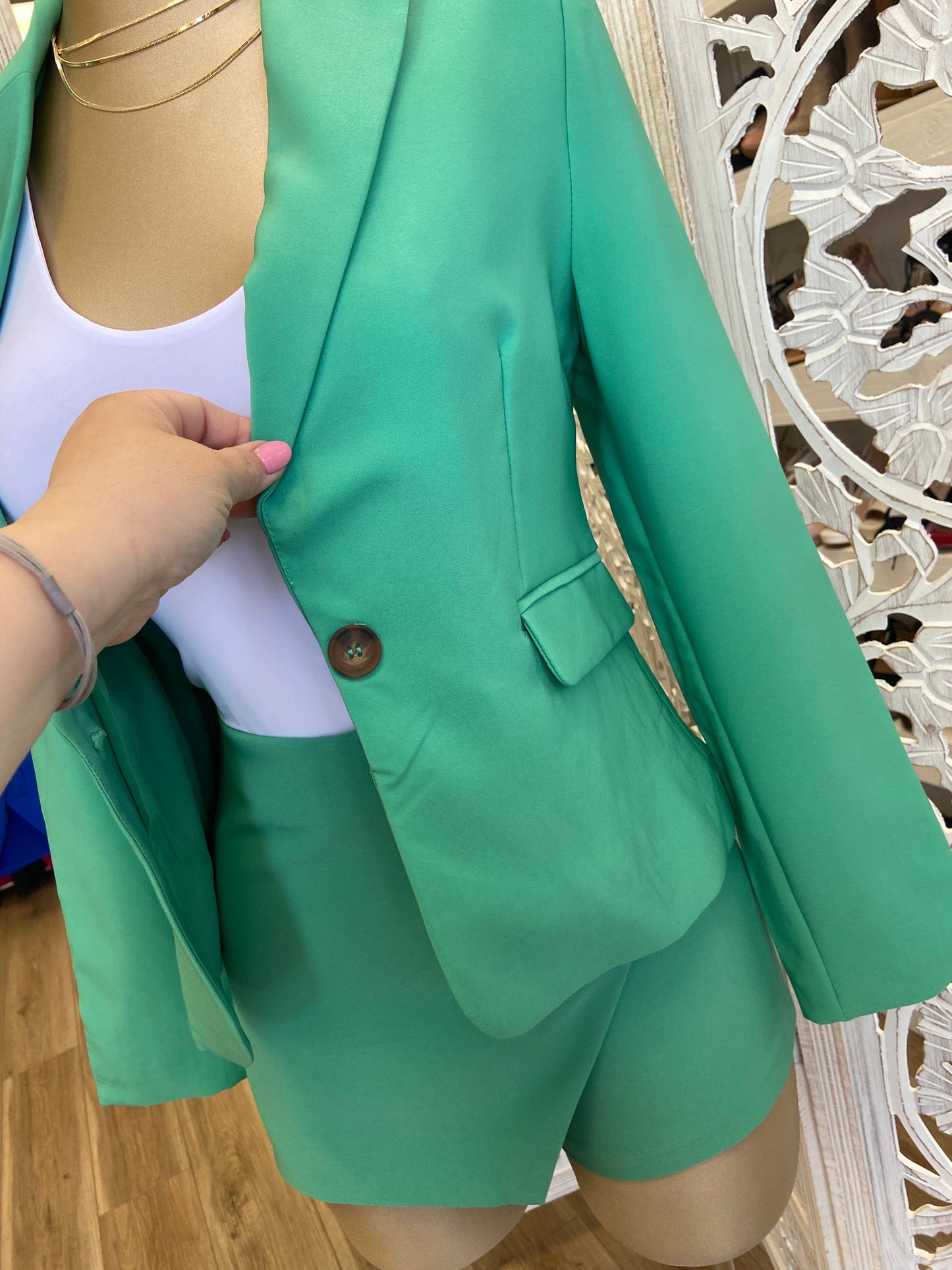 Green Blazer and Skort Set