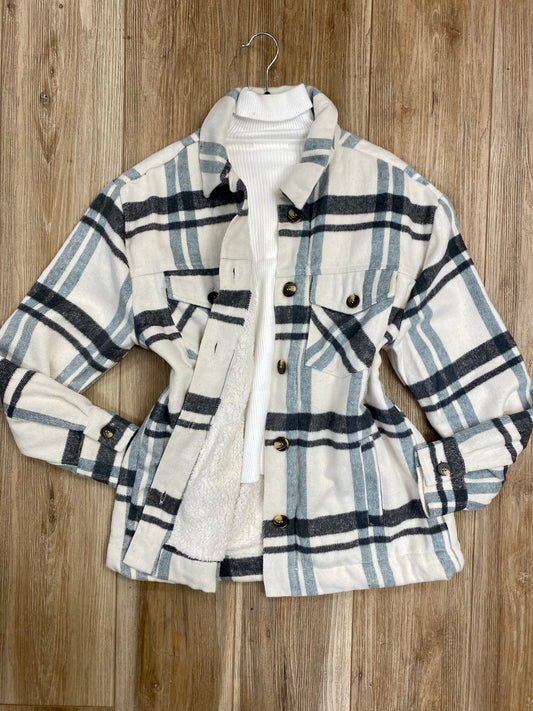 Blue Fuzzy Flannel Jacket